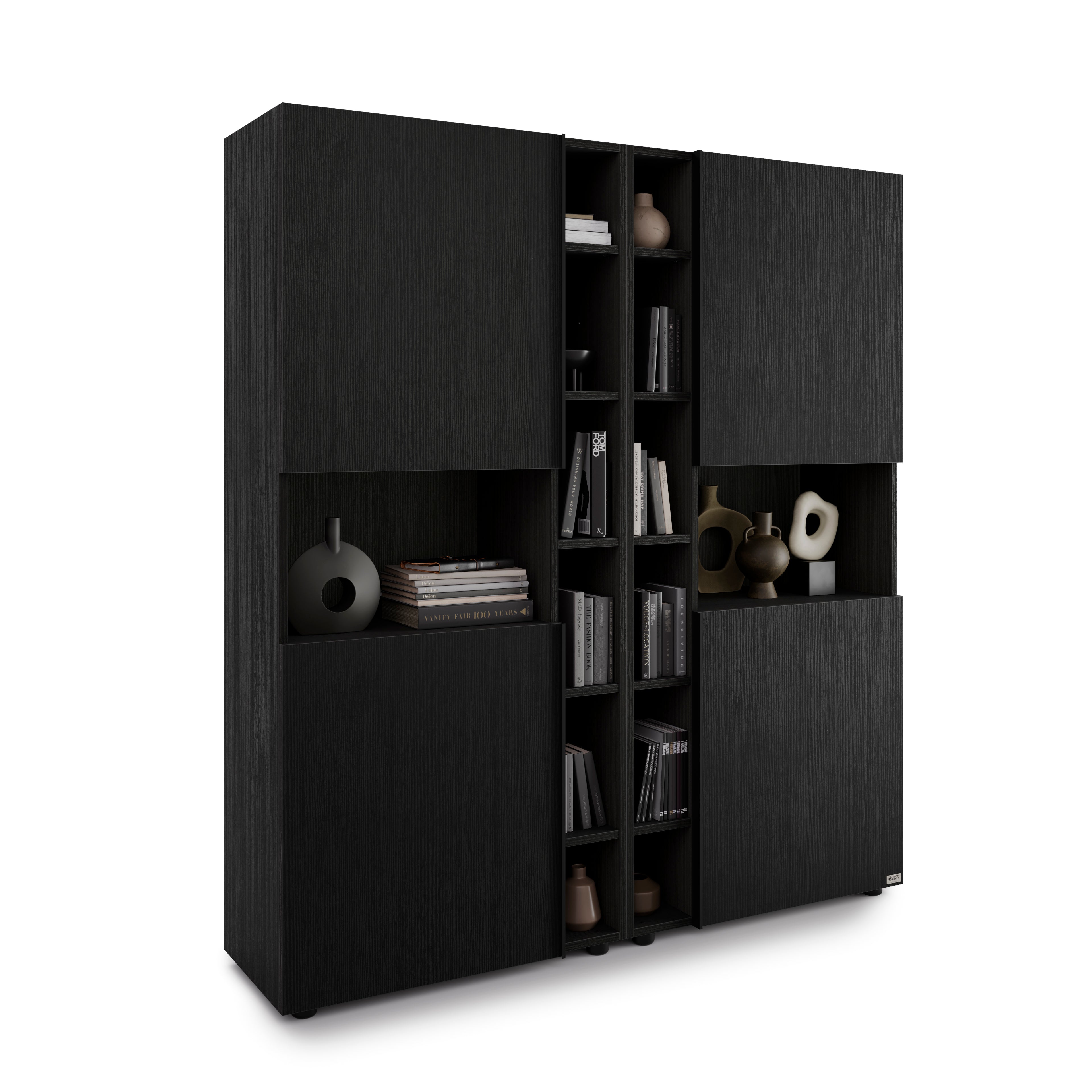 Modulares Bücherregal Romina (153,6 x 173,6 cm), Esche Schwarz - Main image