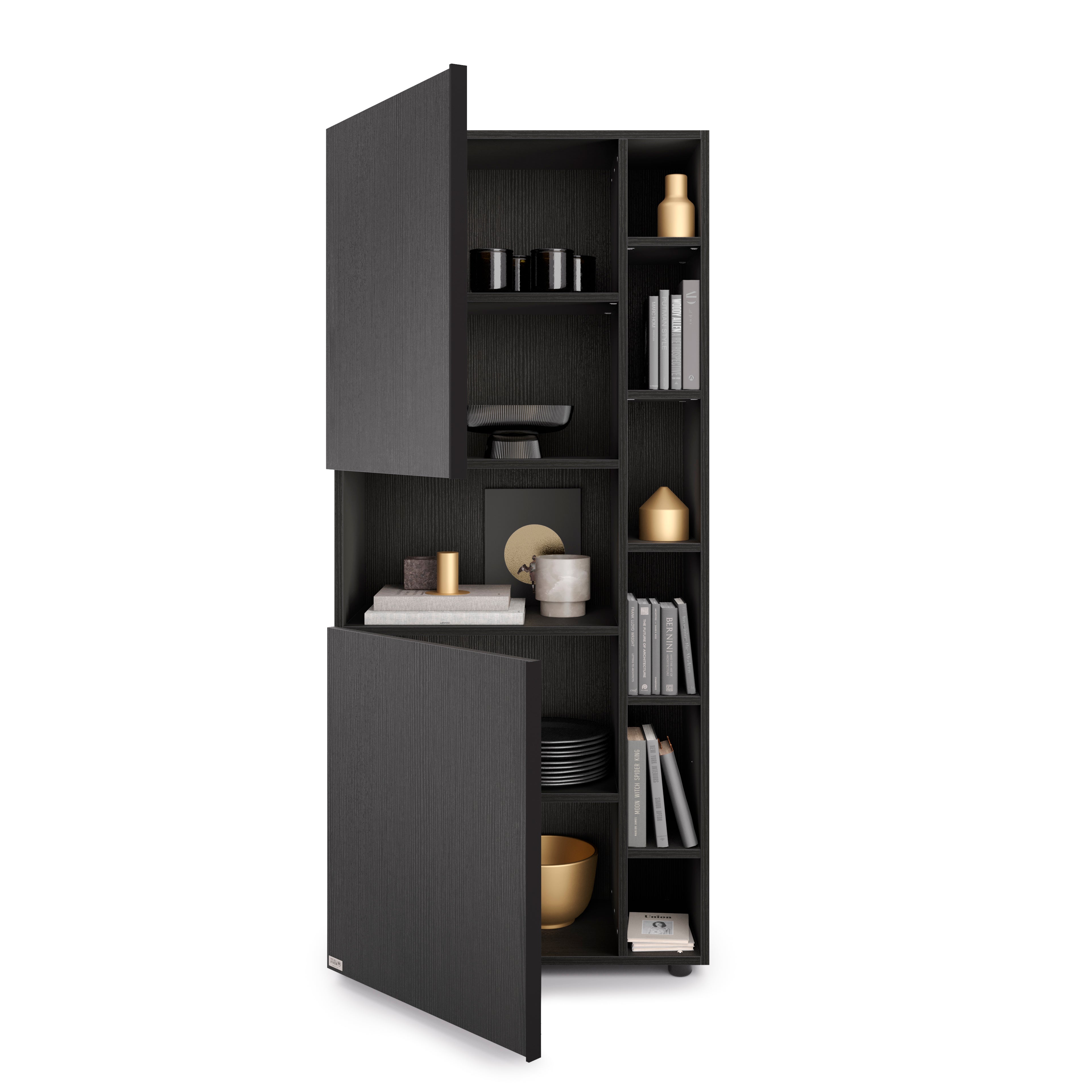 Libreria Componibile Romina (76,8 x 173,6 cm), Nero Frassino - Immagine dettaglio 1