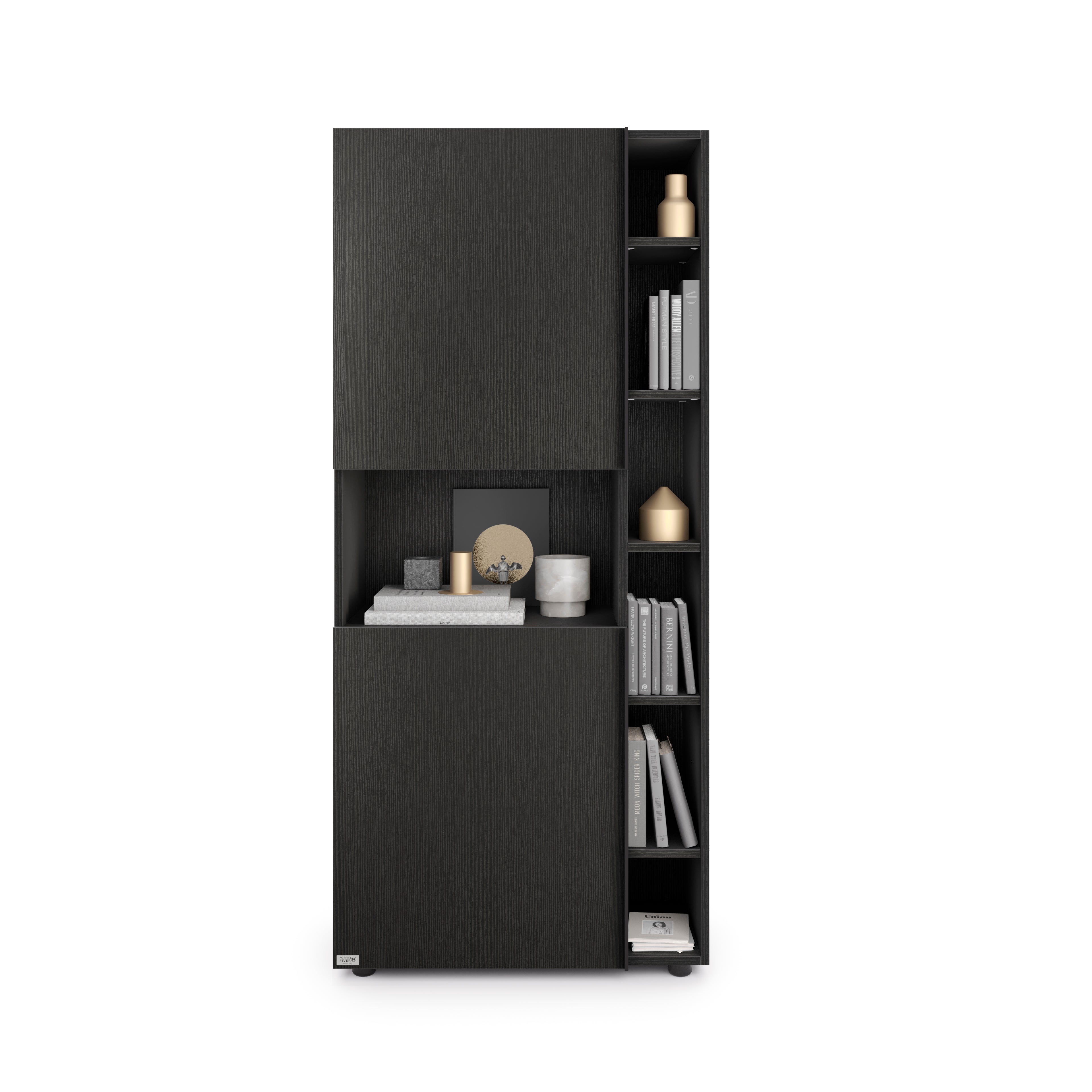 Libreria Componibile Romina (76,8 x 173,6 cm), Nero Frassino - Immagine dettaglio 2