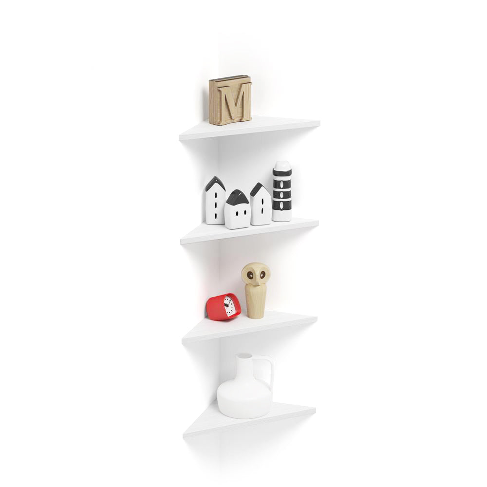 Set of 4 Corner Shelves, Easy, Ashwood White - Main image