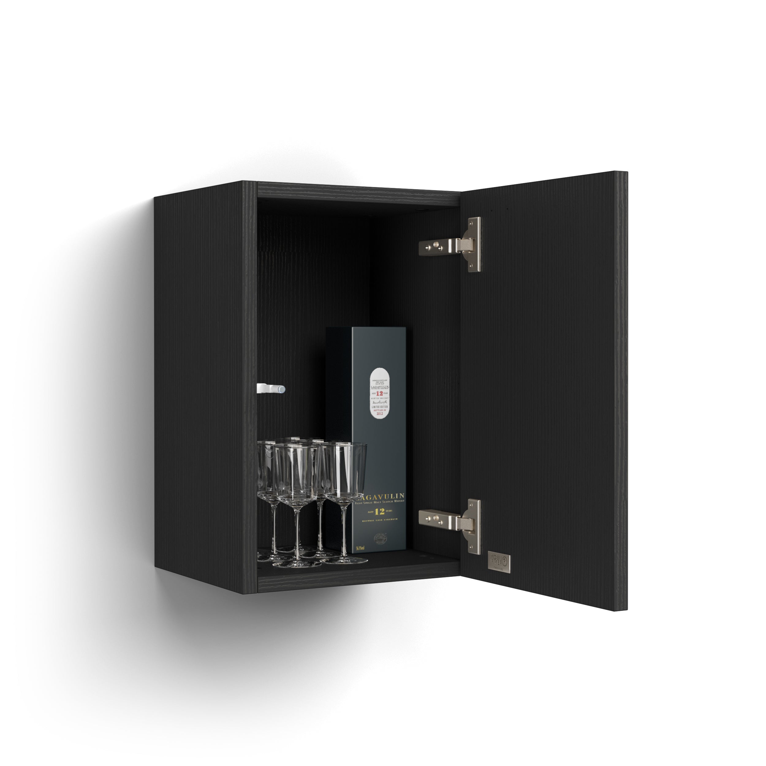 Iacopo Würfel-Wandschrank mit Tür, Esche, Schwarz
