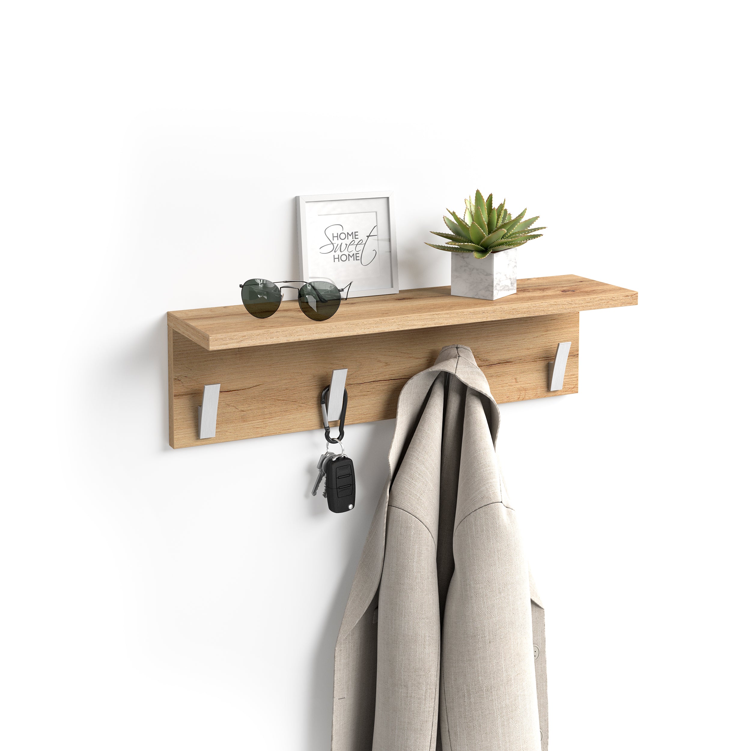 Porte manteau mural, Rachele, 60 cm, Bois Rustique