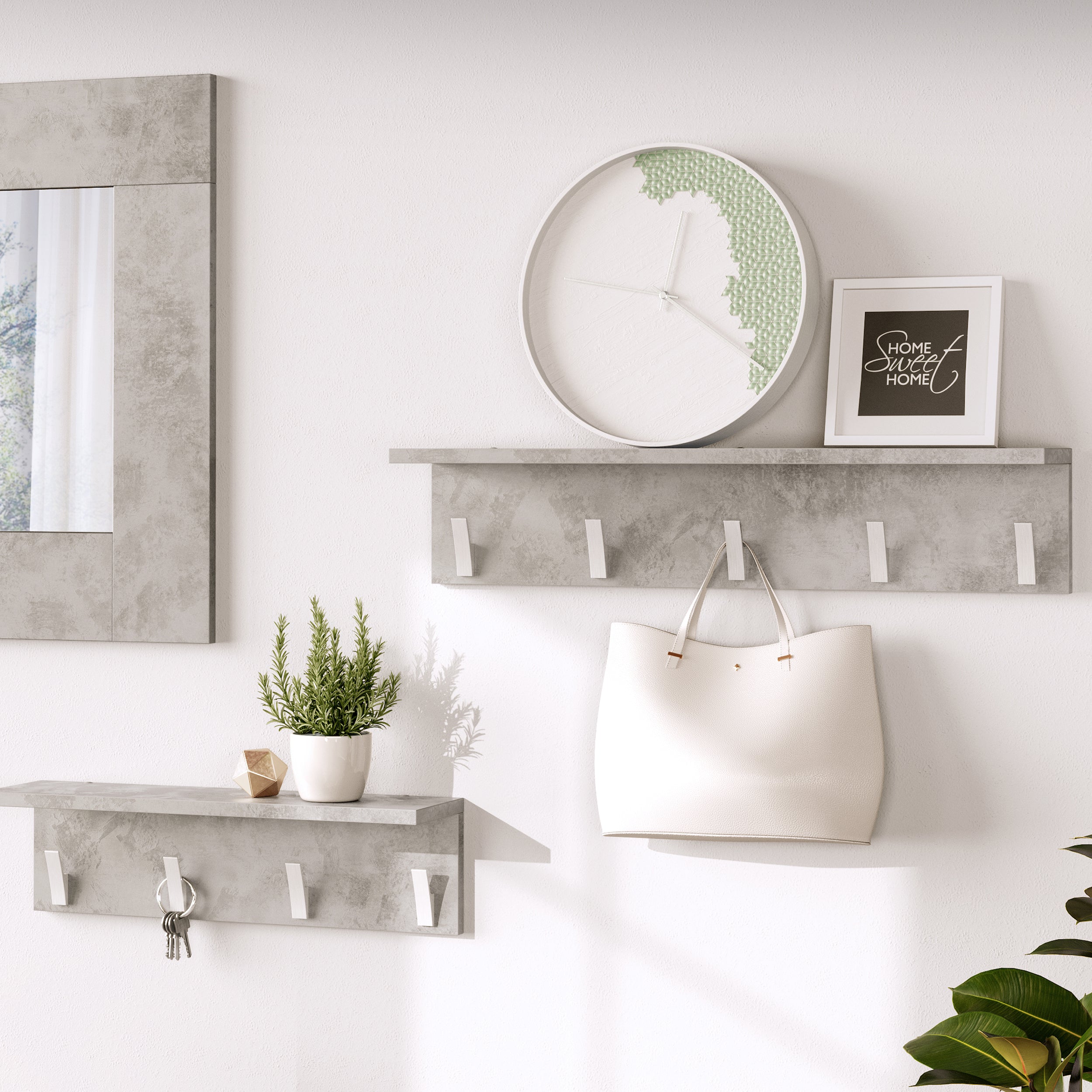 Appendiabiti da parete, Rachele, da 40 cm, Noce Canaletto - Immagine ambientata 1