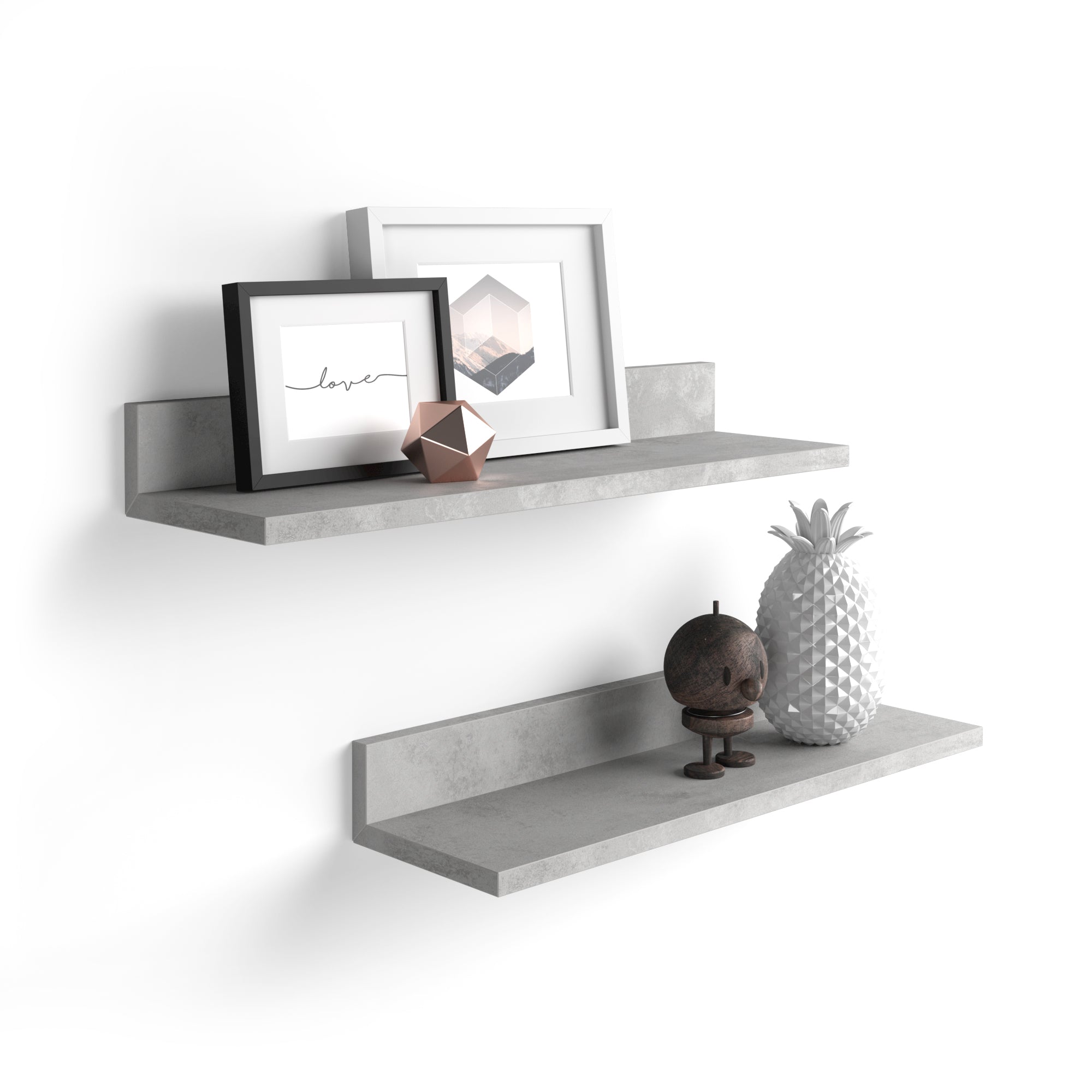 Paire d'étagères Rachele, 60 cm, gris Béton - Main image