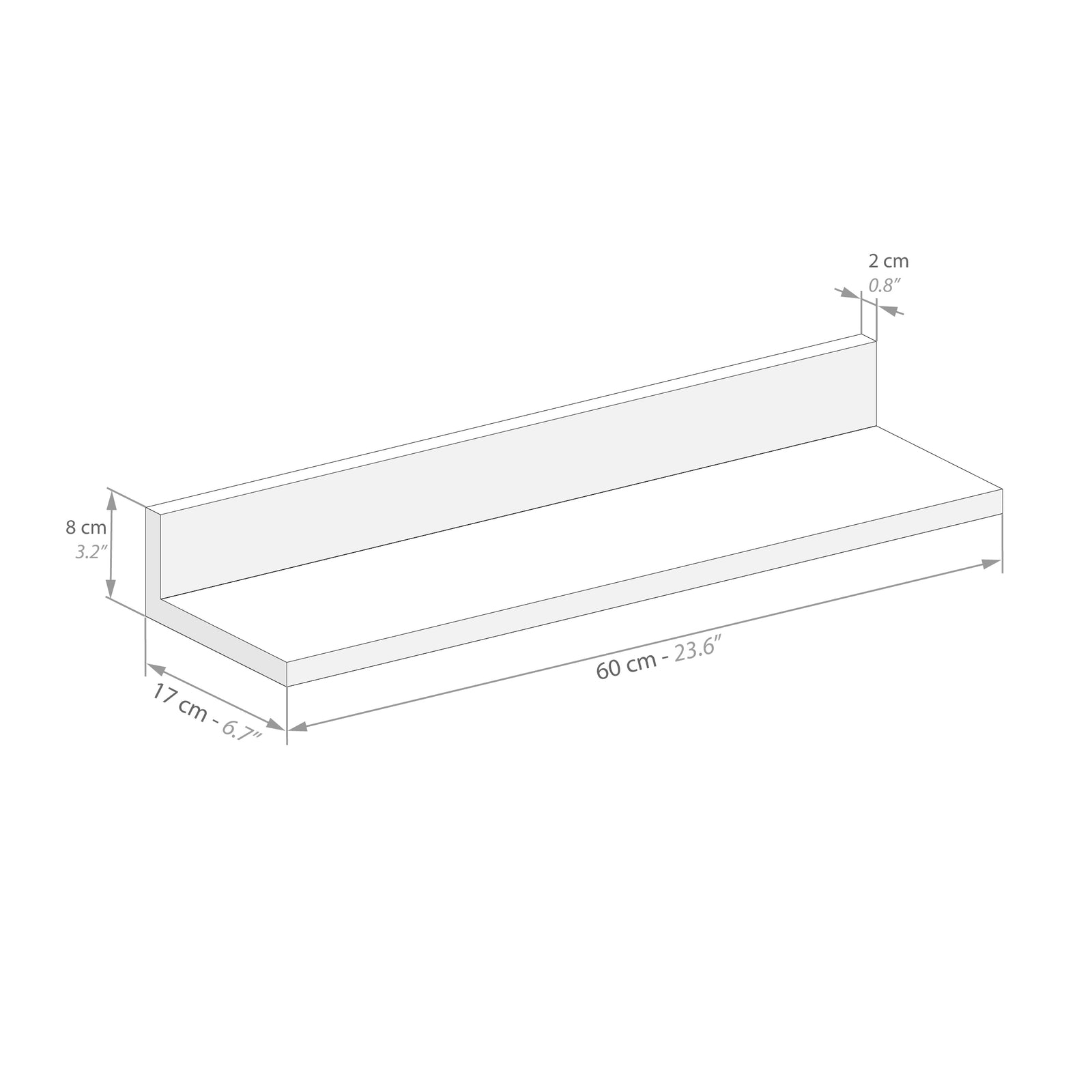 2er-Set Rachele Regale, 60 cm, Esche, Weiß - Immagine tecnica 1