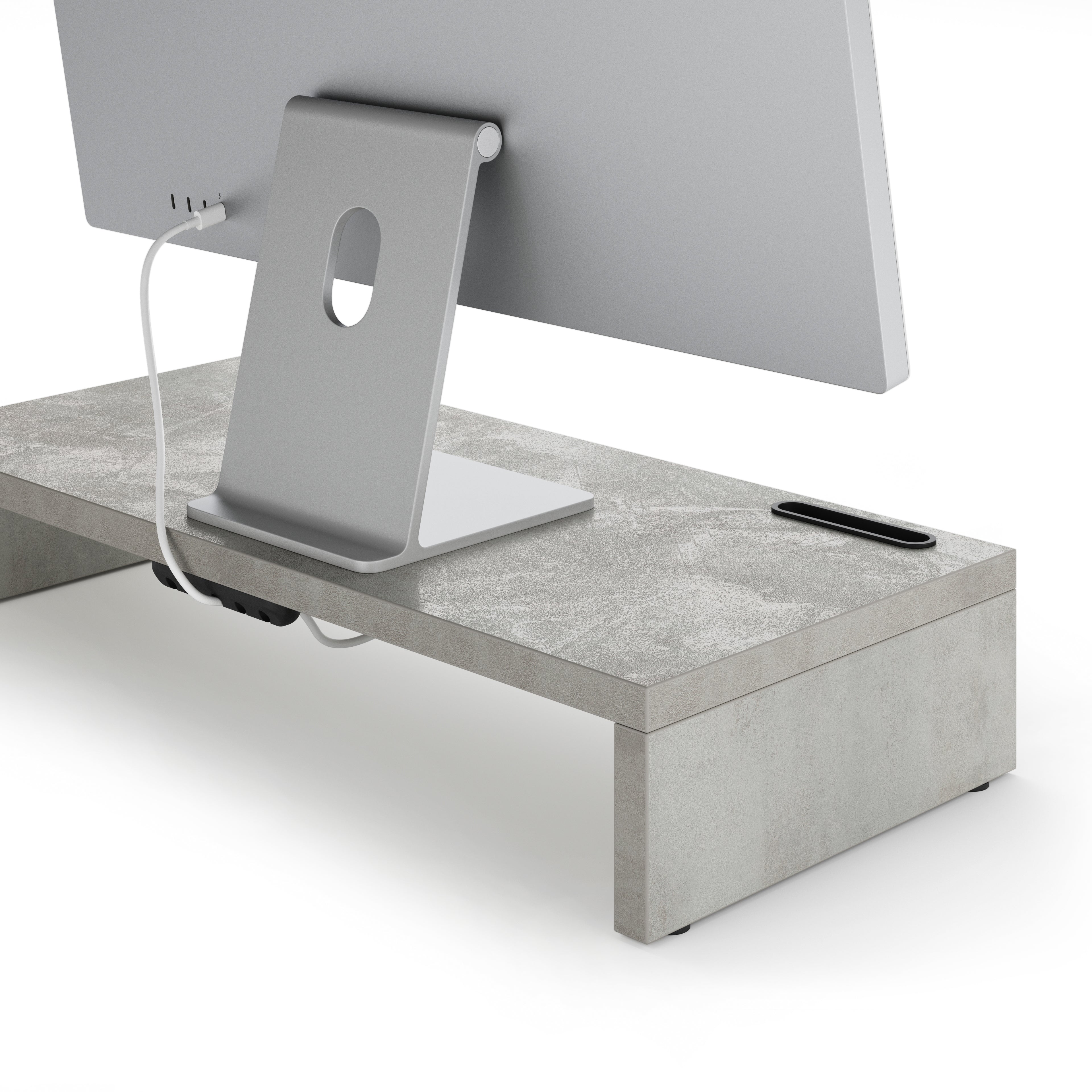 Supporto per monitor Riki da scrivania, h.10 cm, color Grigio Cemento - Immagine dettaglio 1