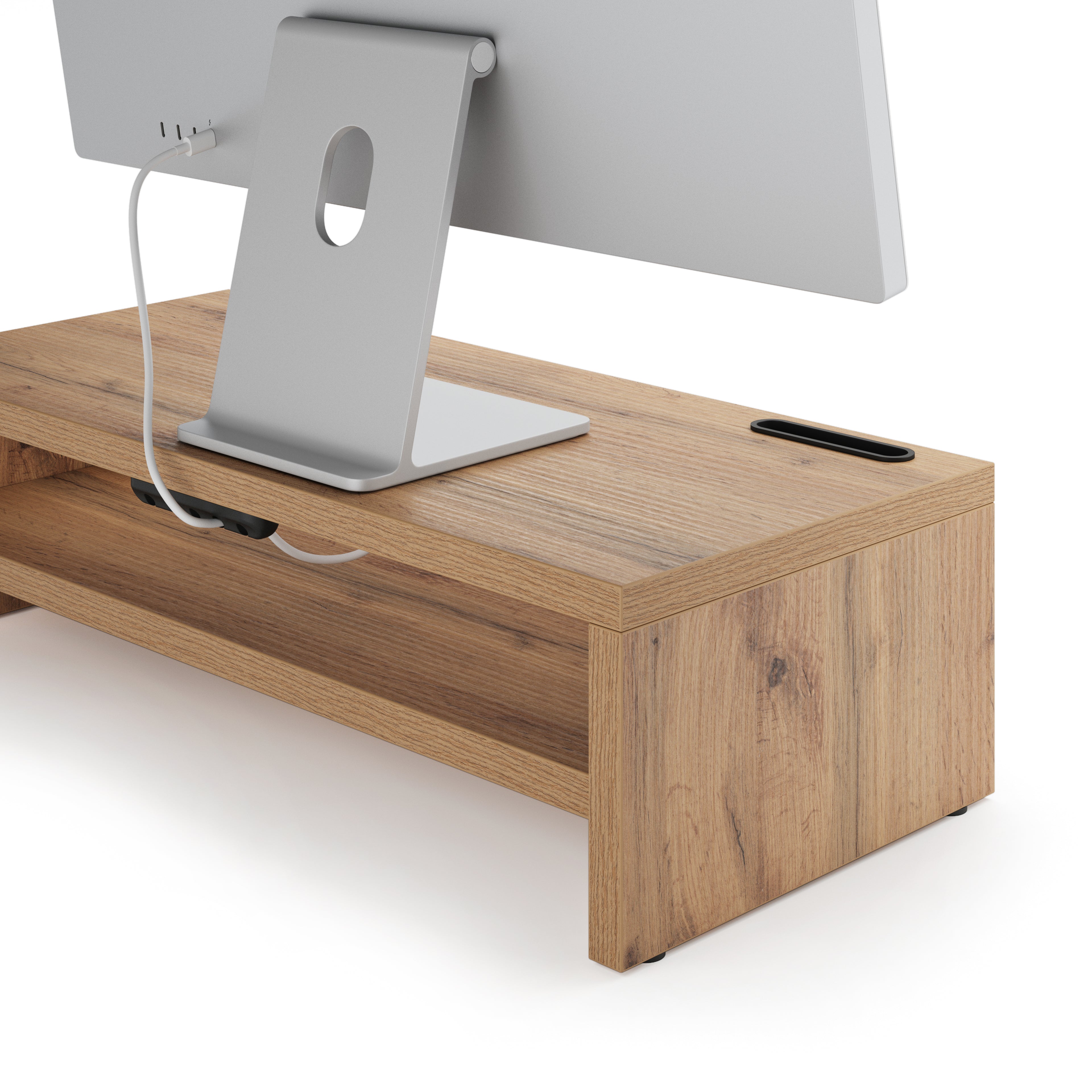 Riki Monitorständer für Schreibtisch, Höhe 15 cm, rustikale Eiche