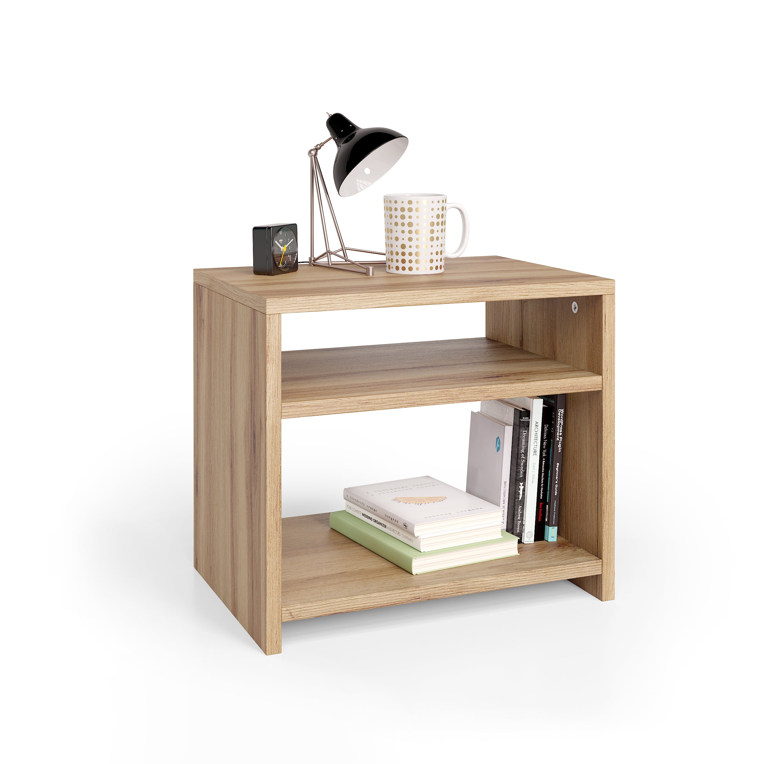 Martino Bedside Table, Rustic Oak