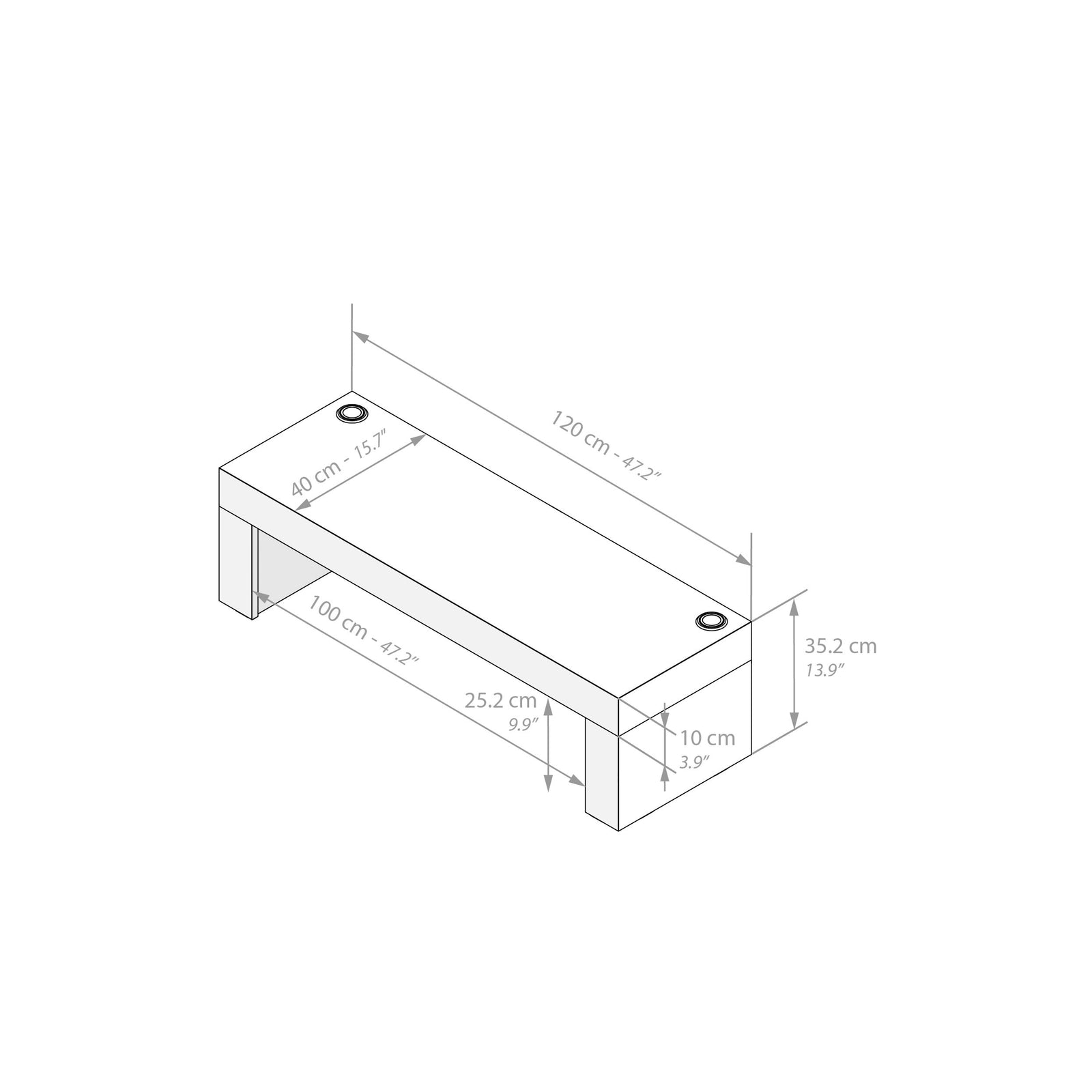 Evolution TV Stand 120x40 with Wireless Charger, Light Oak - Immagine tecnica 1