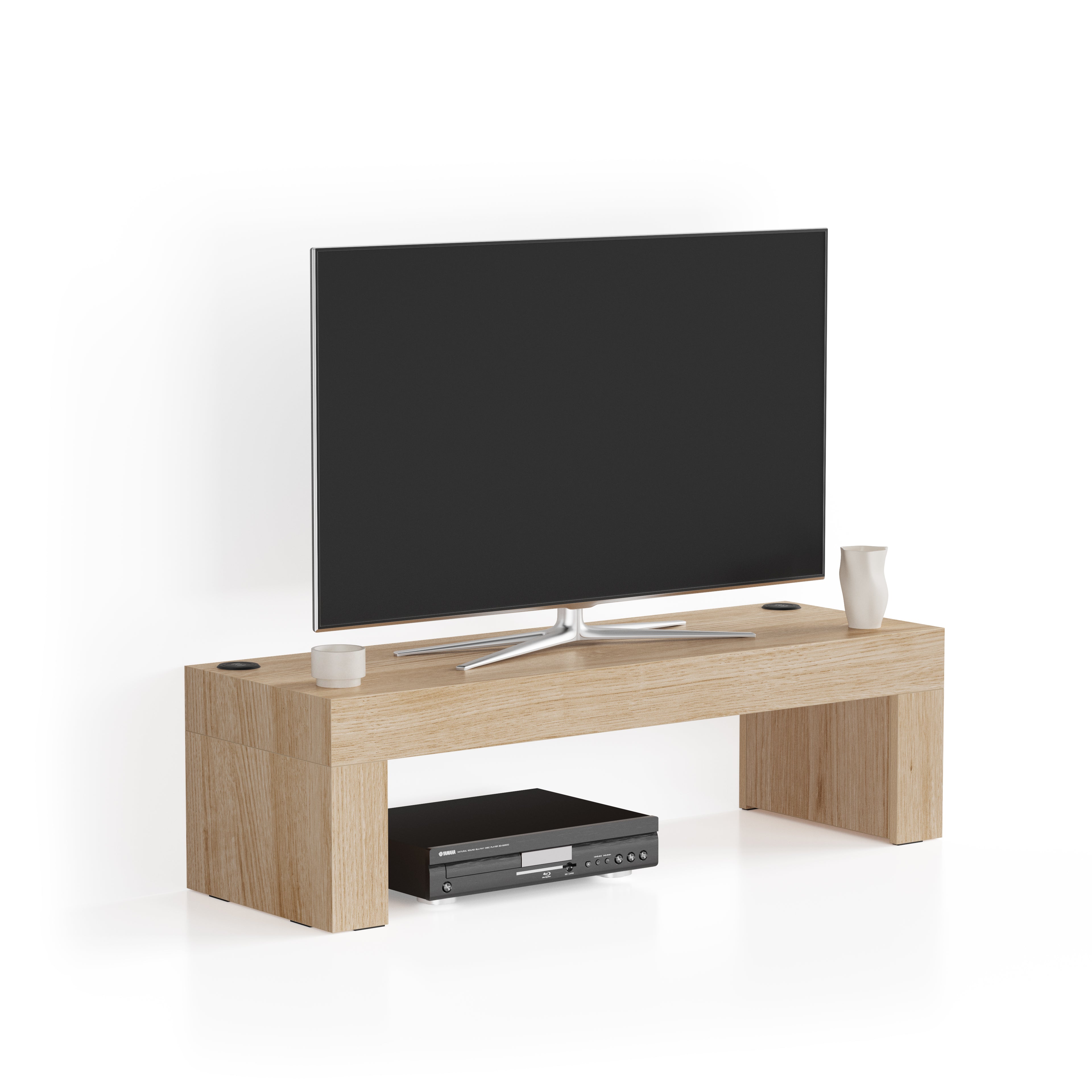Evolution TV Stand 120x40 with Wireless Charger, Light Oak - Main image