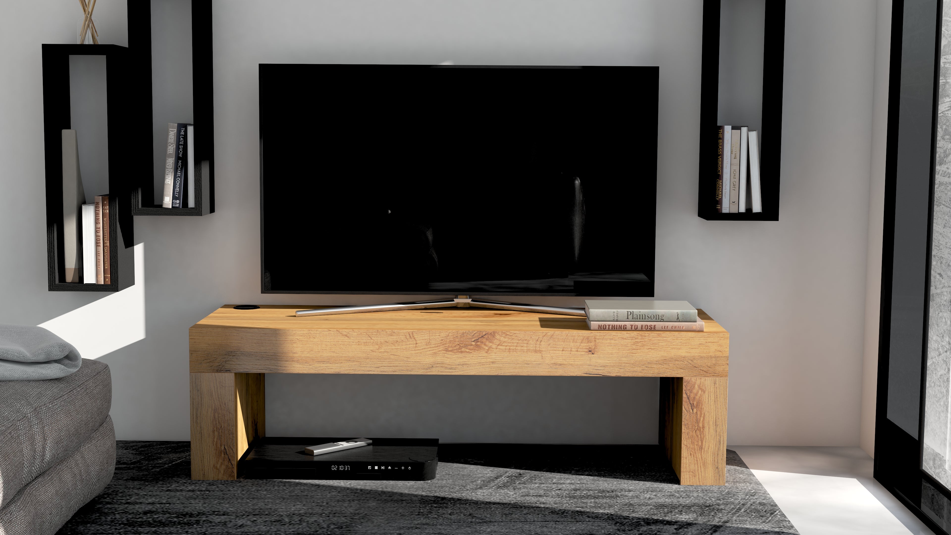 Evolution TV Stand 47.2x15.7 in, Rustic Oak - Set image 1