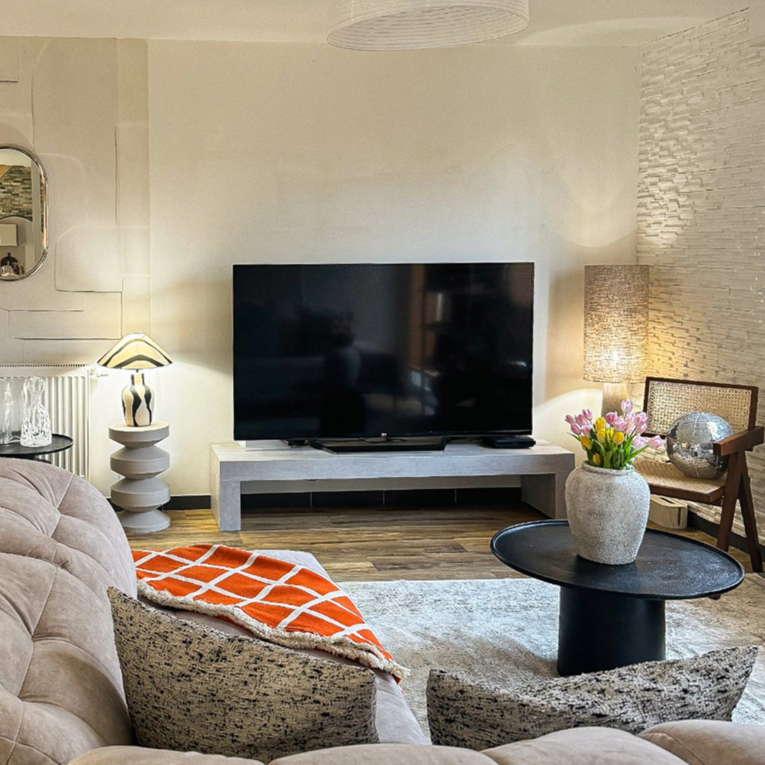 Porta Tv Evolution 180x40, Grigio Cemento - Immagine ambientata 2