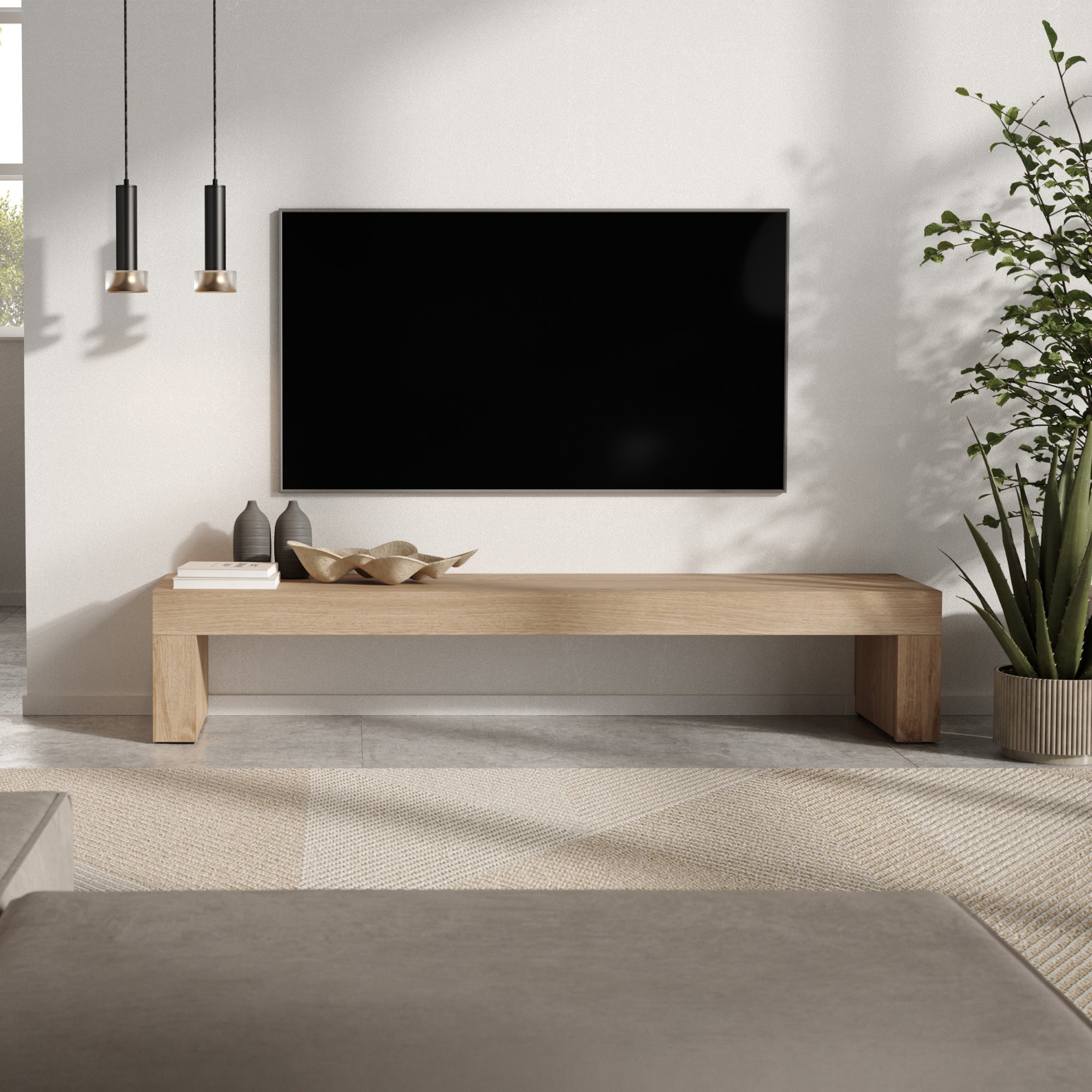 Porta Tv Evolution 180x40, Rovere Naturale - Immagine ambientata 1