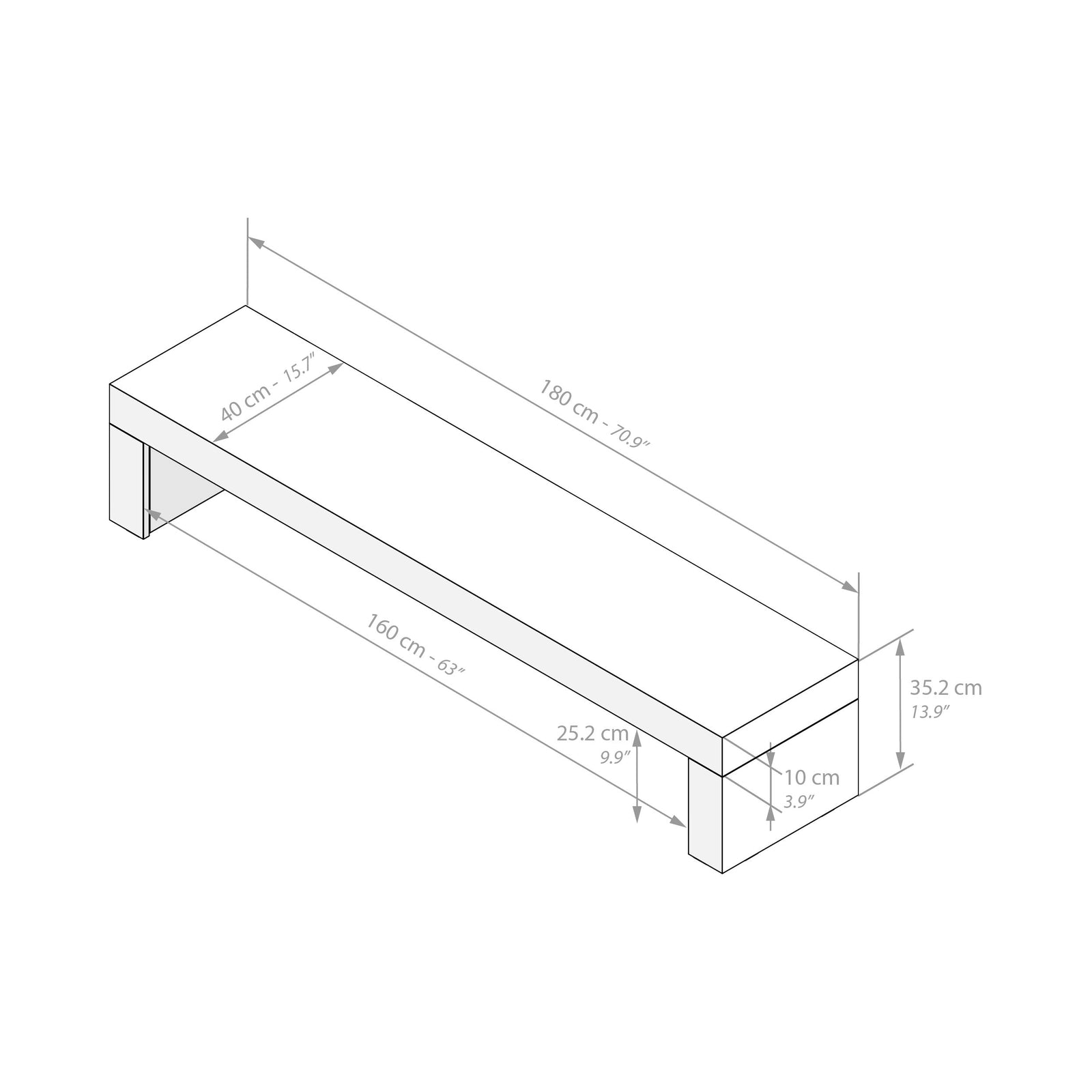 Suport TV Evolution 180x40, Gri Ciment - Immagine tecnica 2