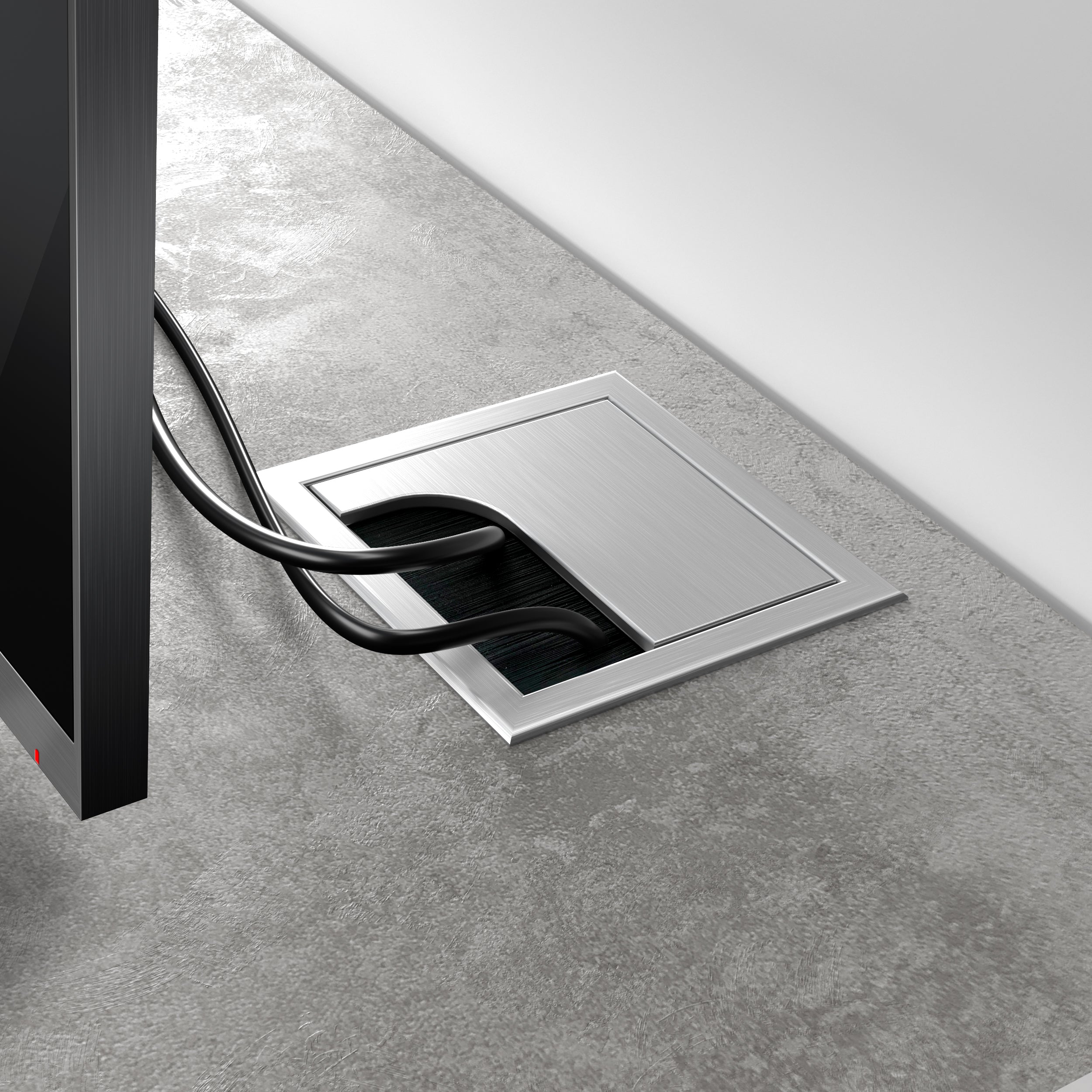 Rachele TV-Schrank, grauer Beton und Esche, Schwarz - Detail image 2