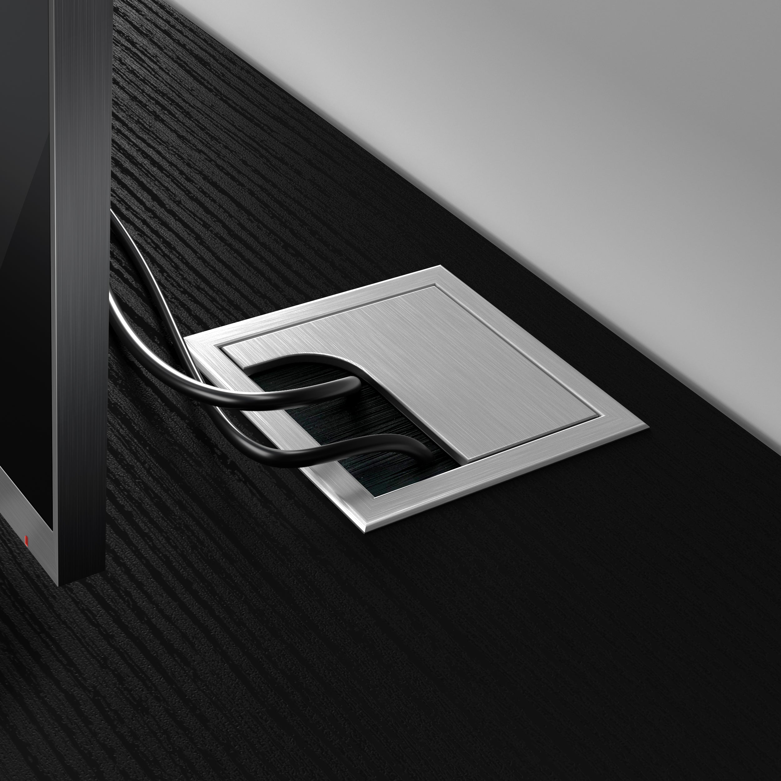 Rachele TV Stand, Ashwood Black and Concrete Grey - Detail image 2