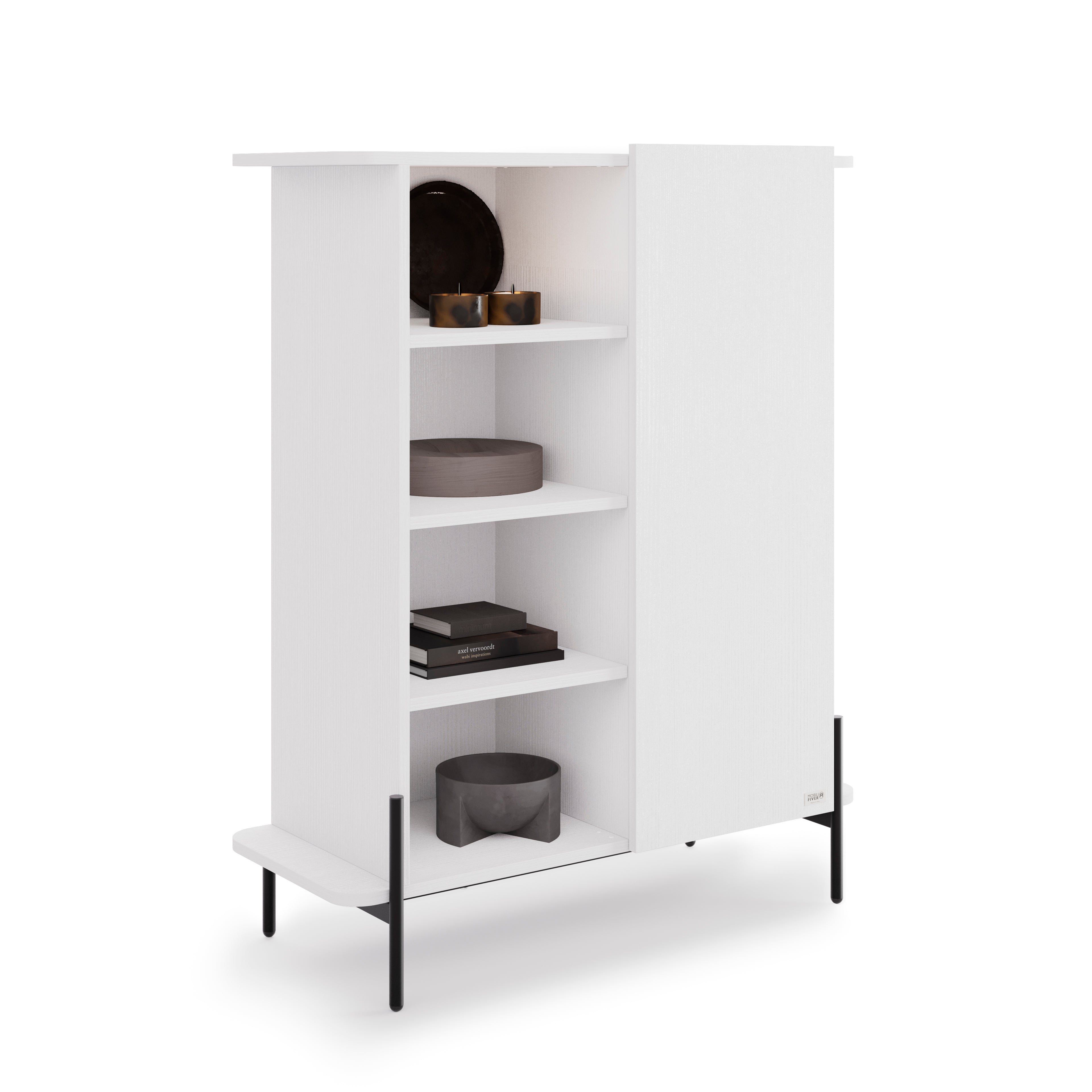 Olivia Tall Sideboard with 1 Door 38.2x15.9x47.2 in, Ashwood White - Detail image 4