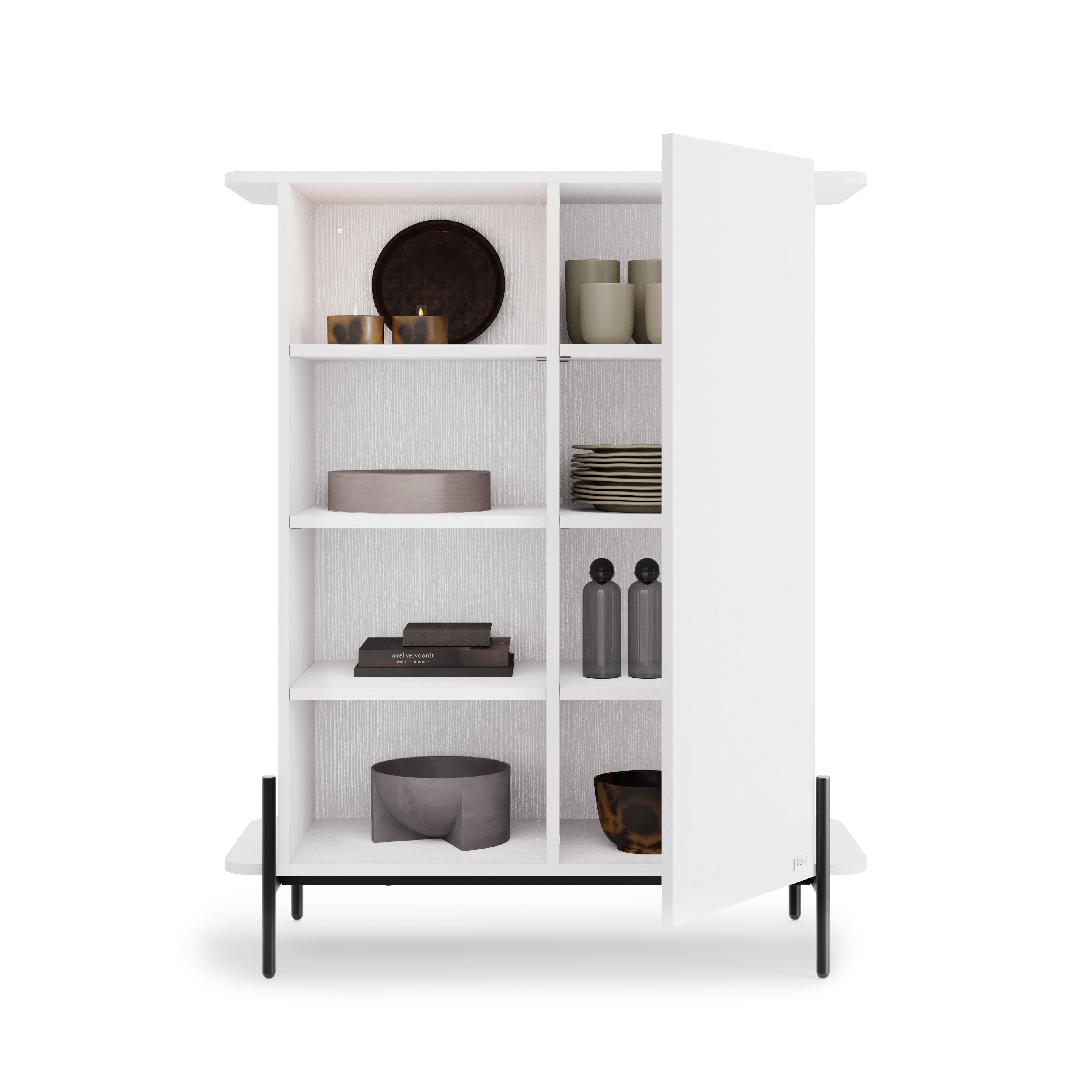 Olivia Tall Sideboard with 1 Door 38.2x15.9x47.2 in, Ashwood White - Detail image 2