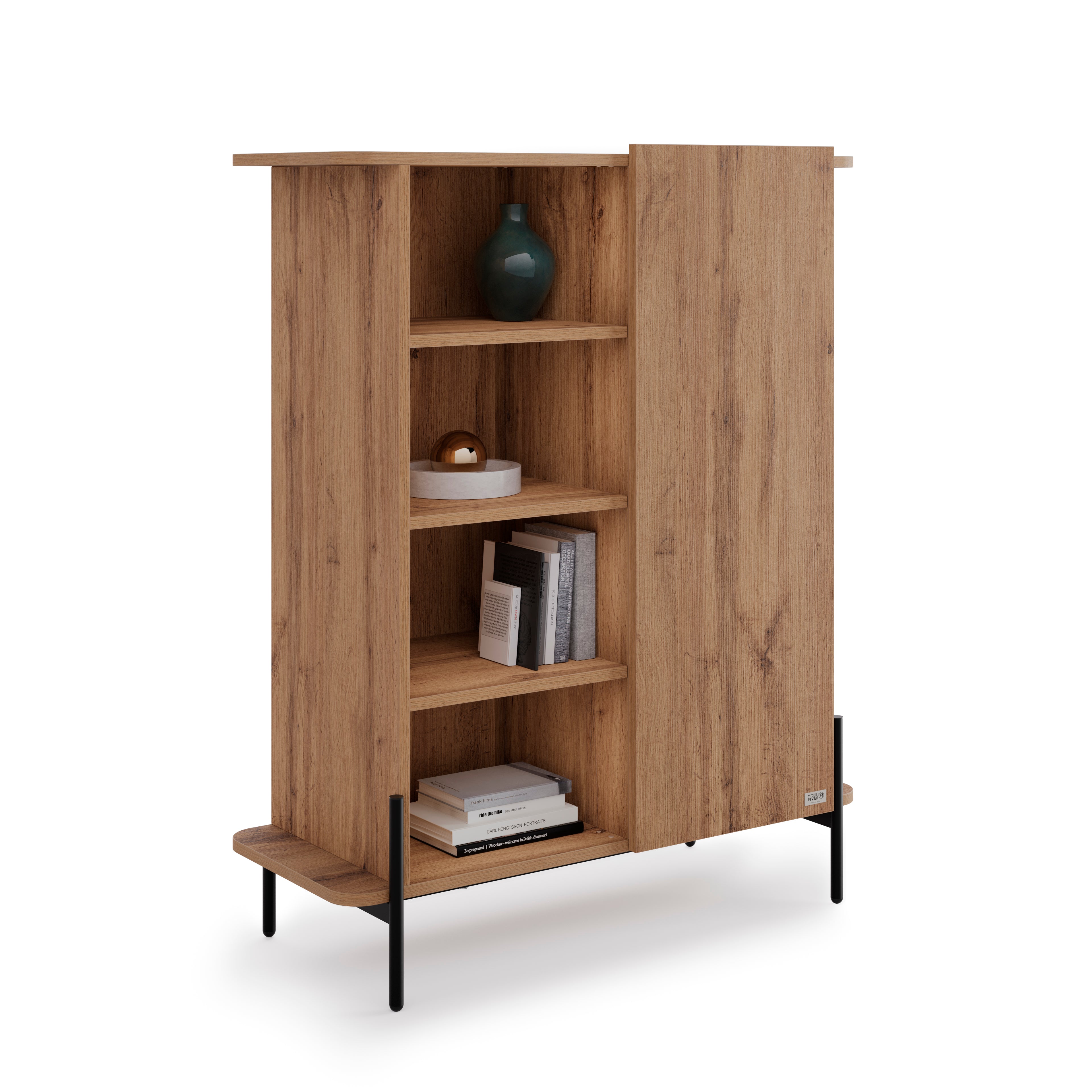 Buffet Haut Olivia avec 1 Porte (97x40,3x120 cm), Bois Rustique