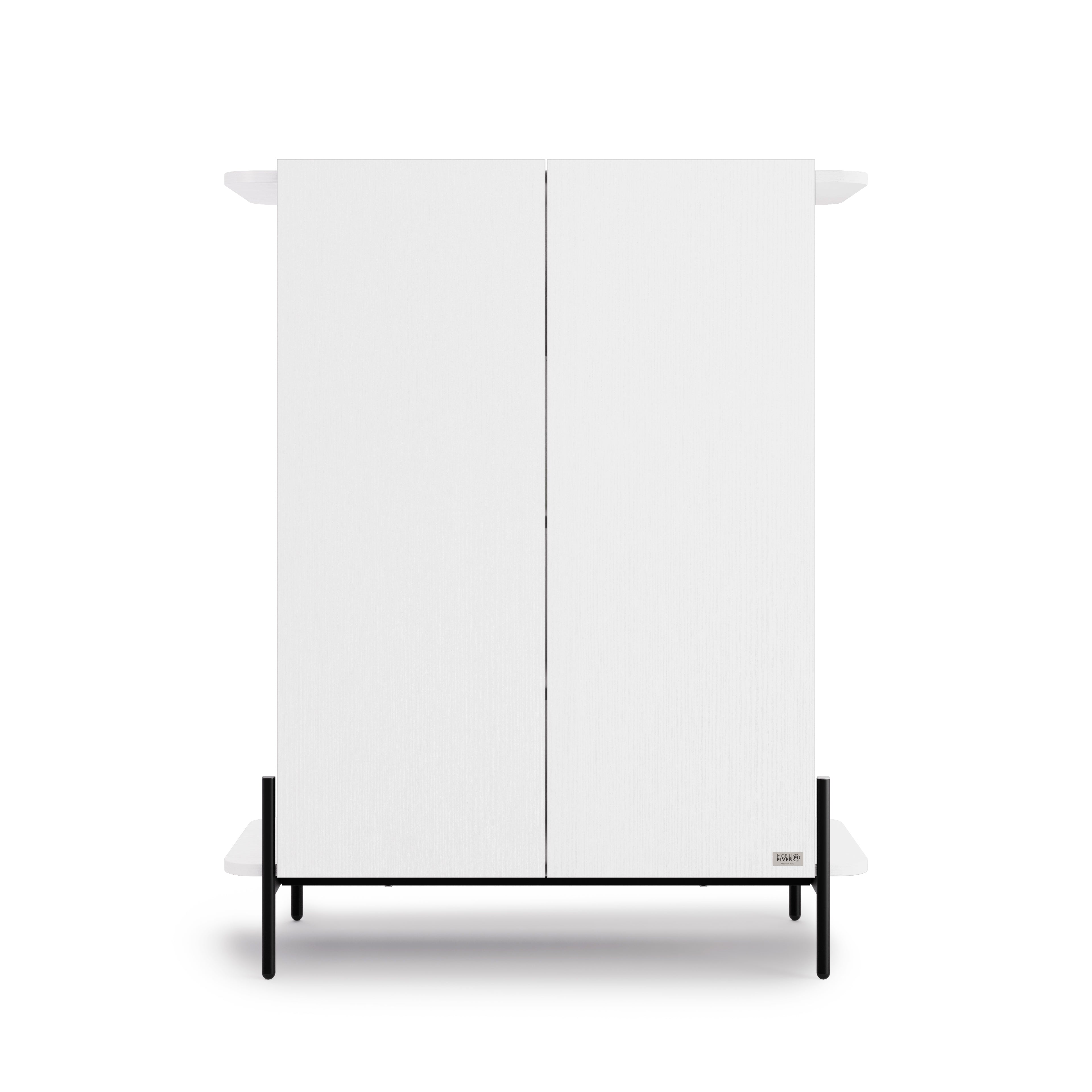 Hoge Olivia Dressoir met 2 Deuren (97x40,3x120 cm), Essen Wit