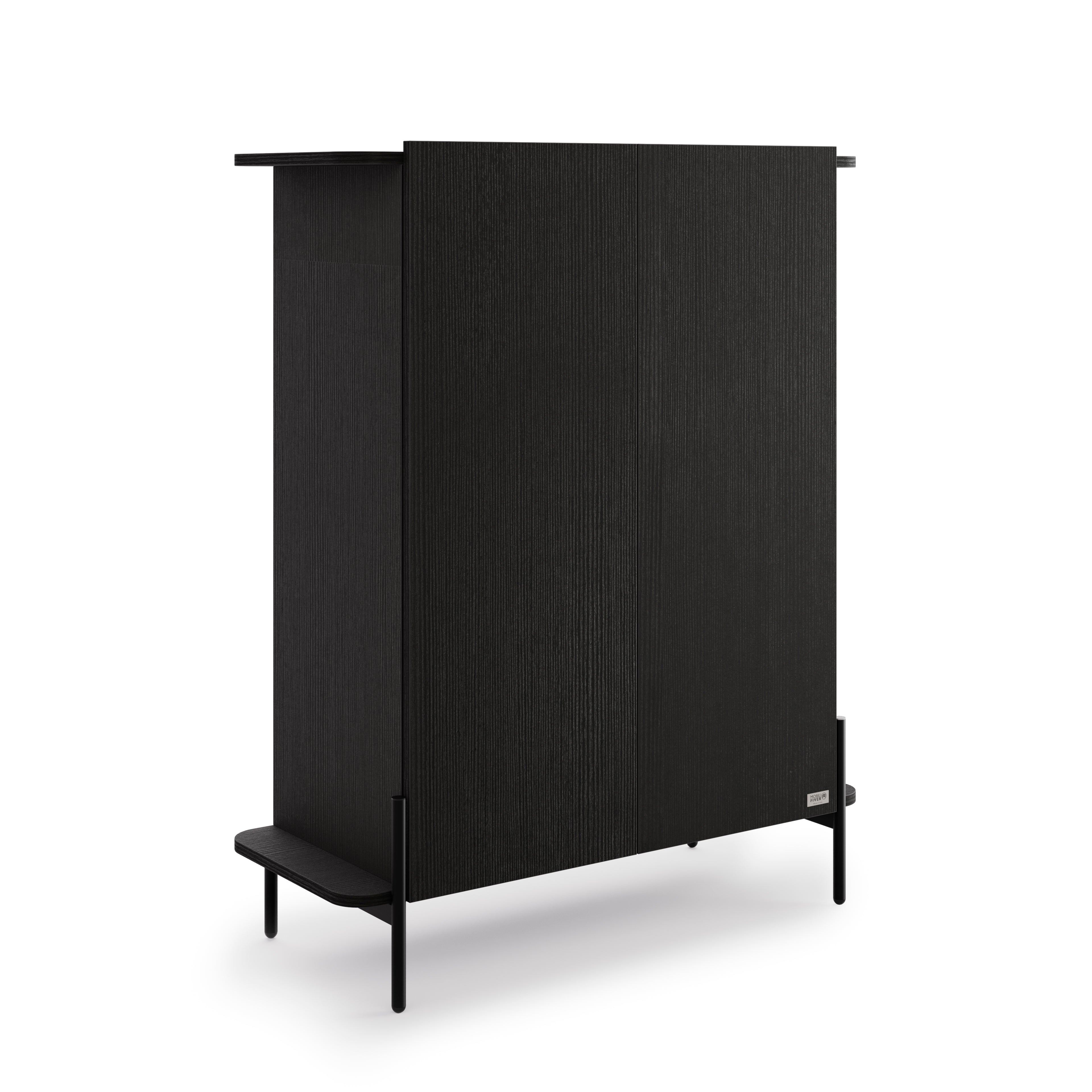 Olivia Tall Sideboard with 2 Doors 38.2x15.9x47.2 in, Ashwood Black - Detail image 2