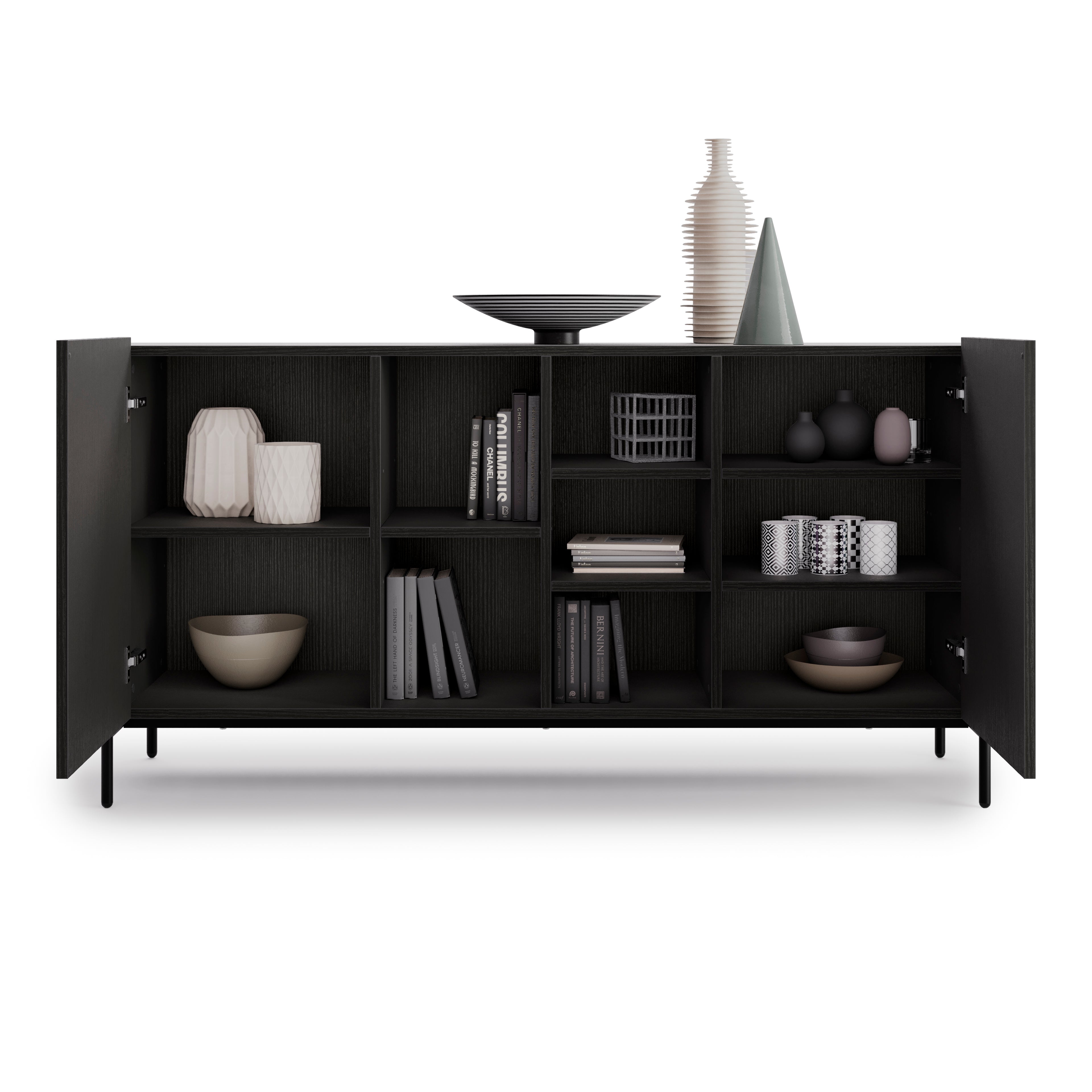 Olivia Sideboard with 2 Doors (65.7x15.9x32.2 in), Ashwood Black