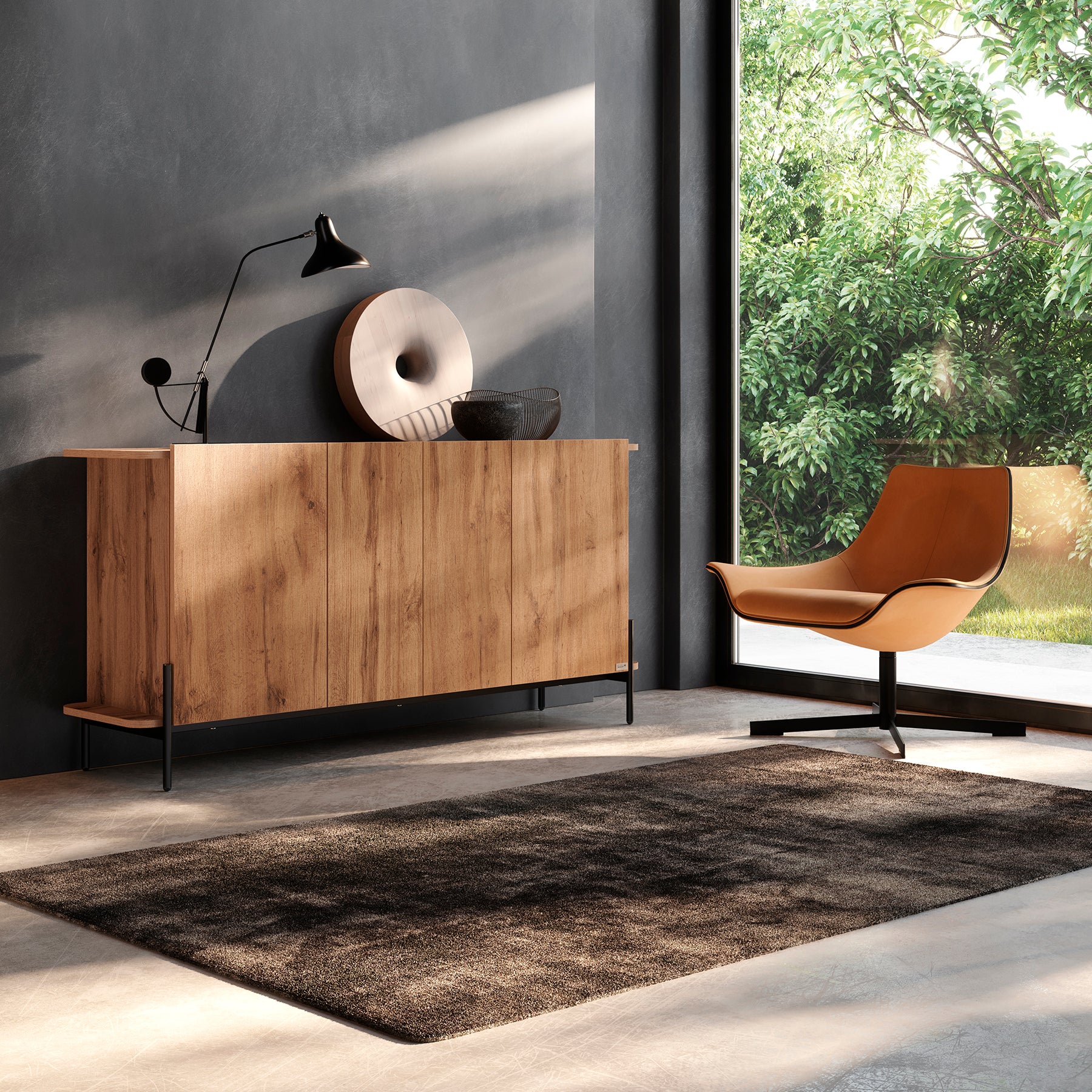 Olivia Sideboard mit 2 Türen (167x40,3x81,7 cm), Rustikale Eiche - Set image 1