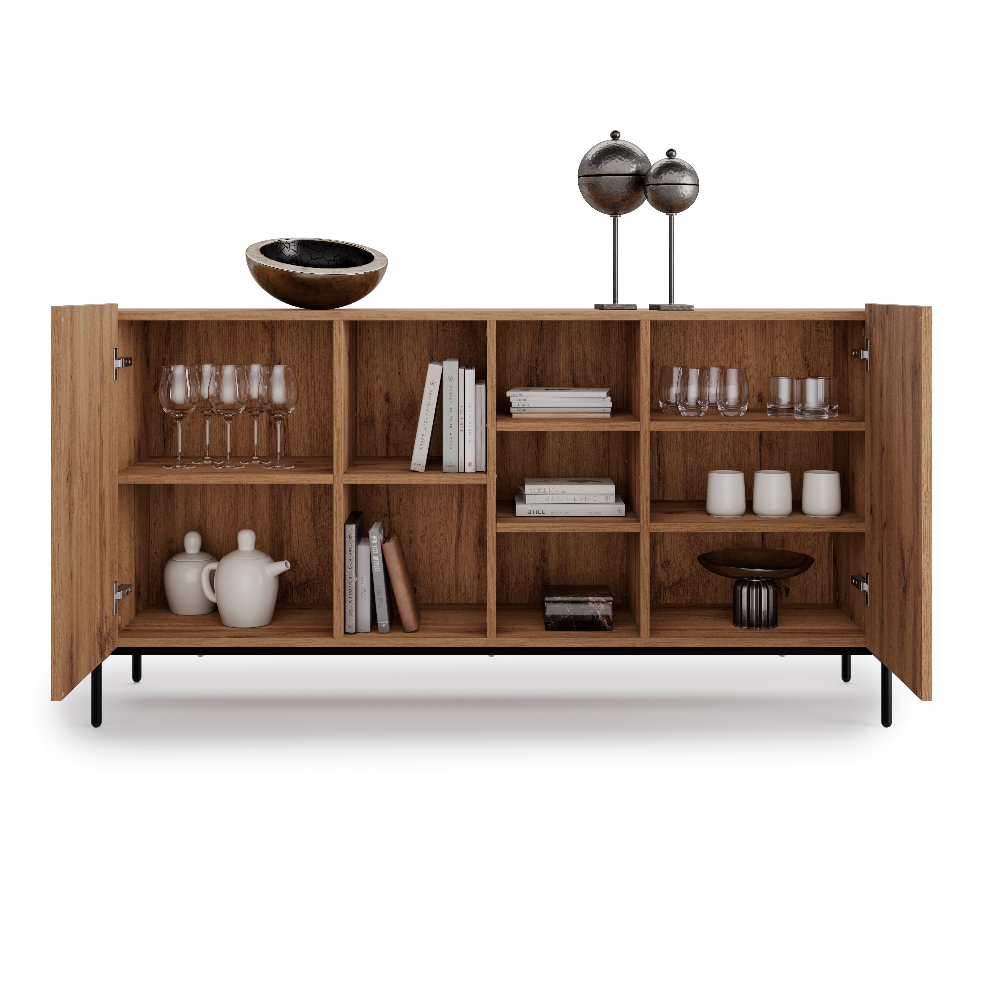 Olivia Sideboard mit 2 Türen (167x40,3x81,7 cm), Rustikale Eiche - Detail image 1