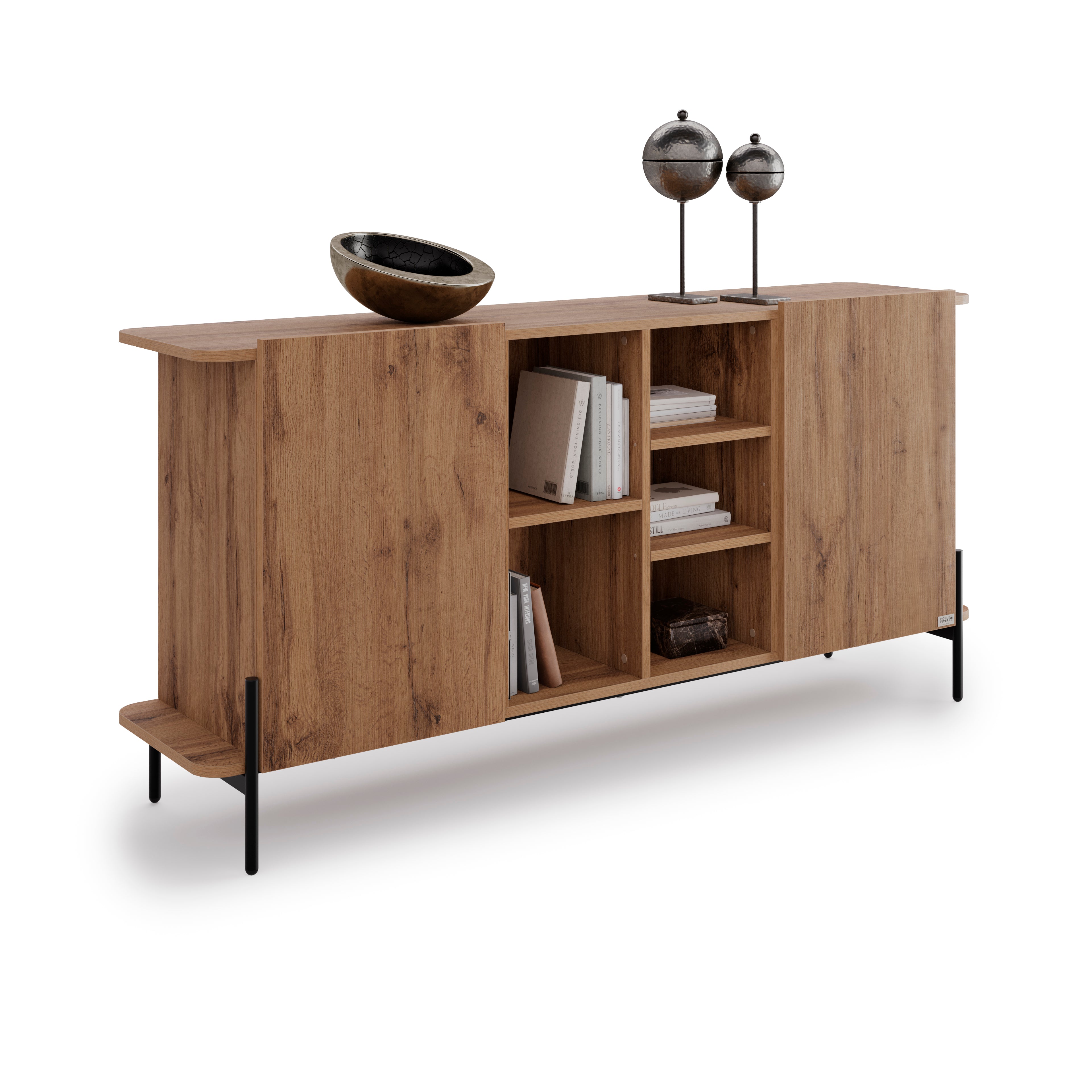 Olivia Sideboard mit 2 Türen (167x40,3x81,7 cm), Rustikale Eiche - Detail image 2