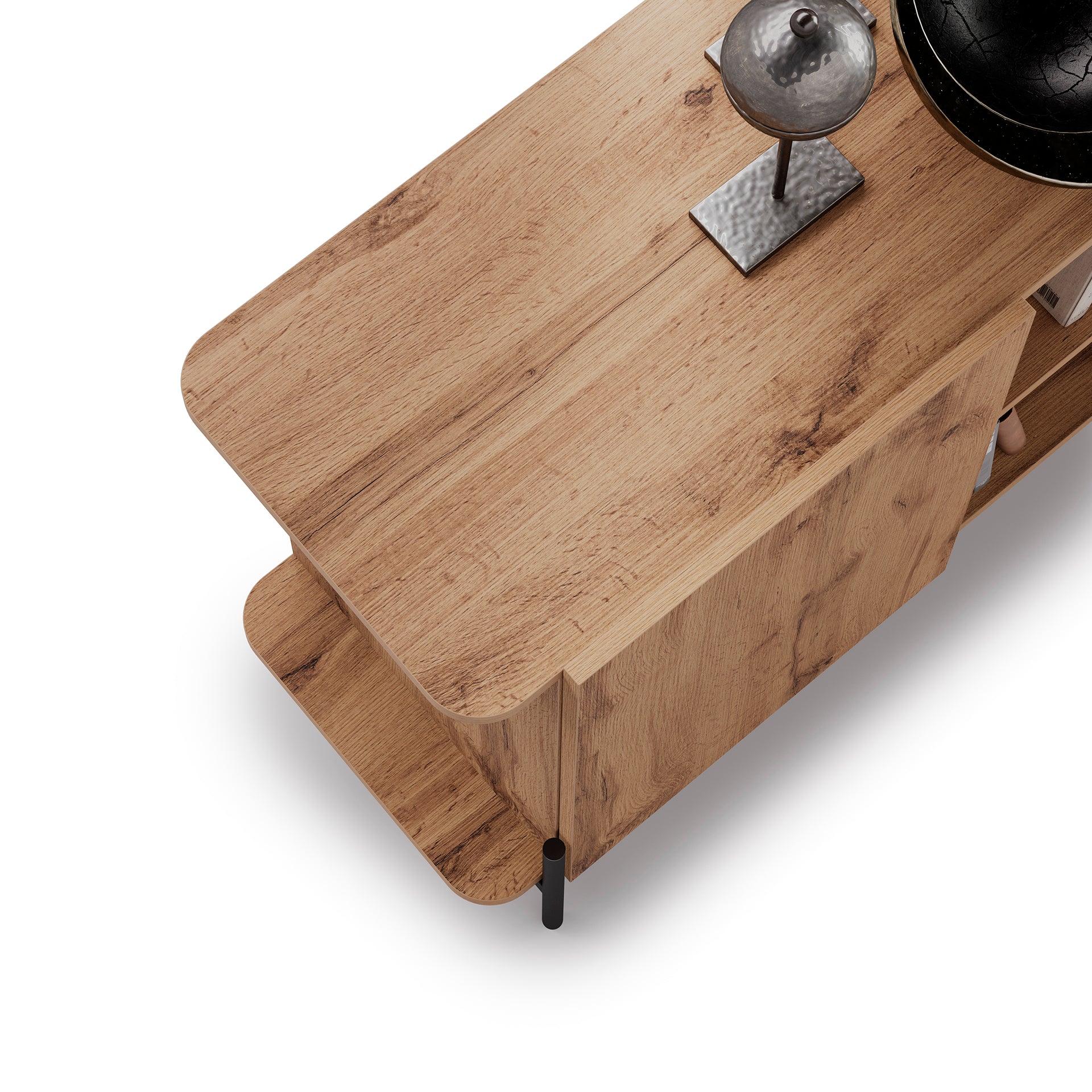 Olivia Sideboard mit 4 Türen (167x40,3x81,7 cm), Rustikale Eiche - Detail image 3