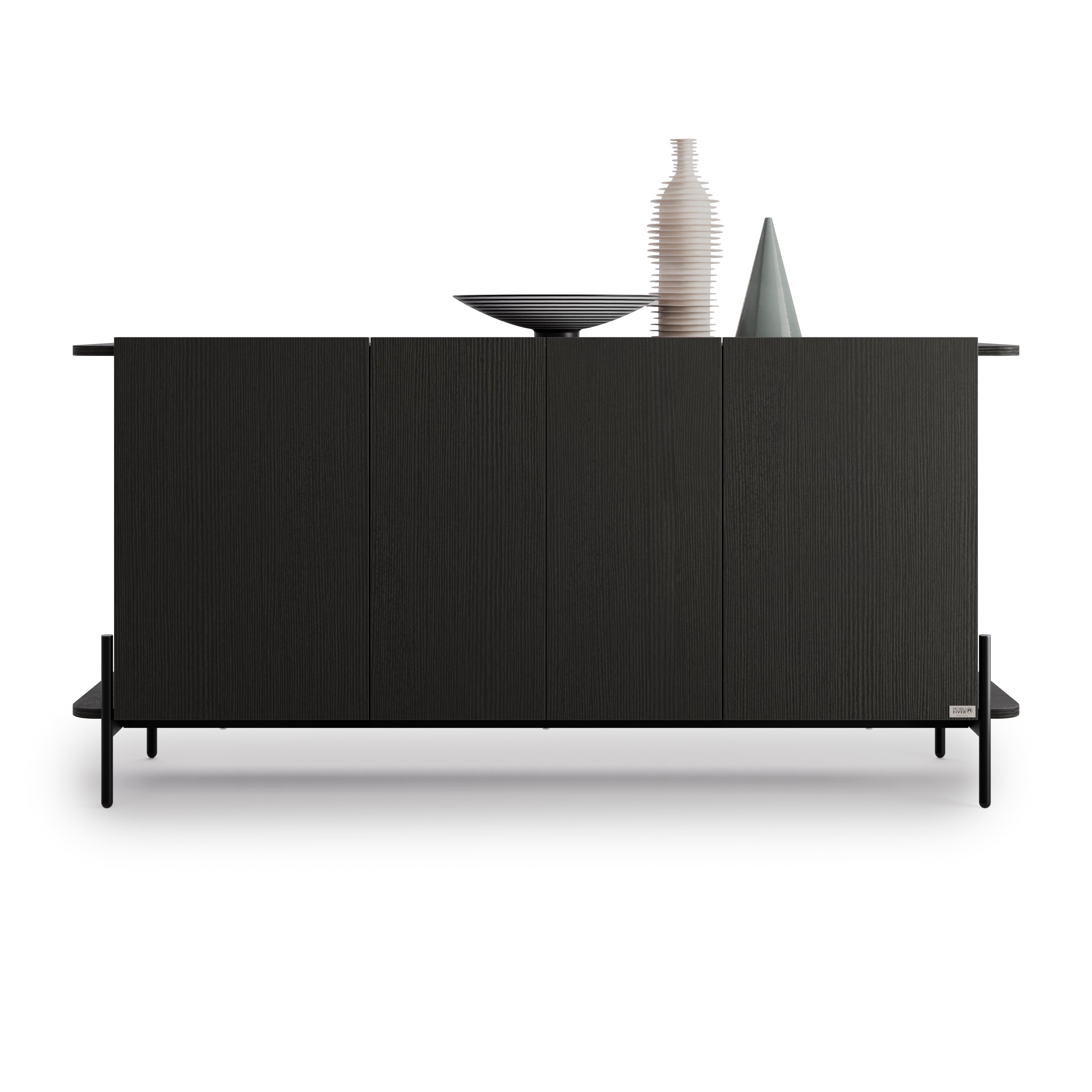 Buffet Olivia avec 4 Portes (167x40,3x81,7 cm), Frêne Noir