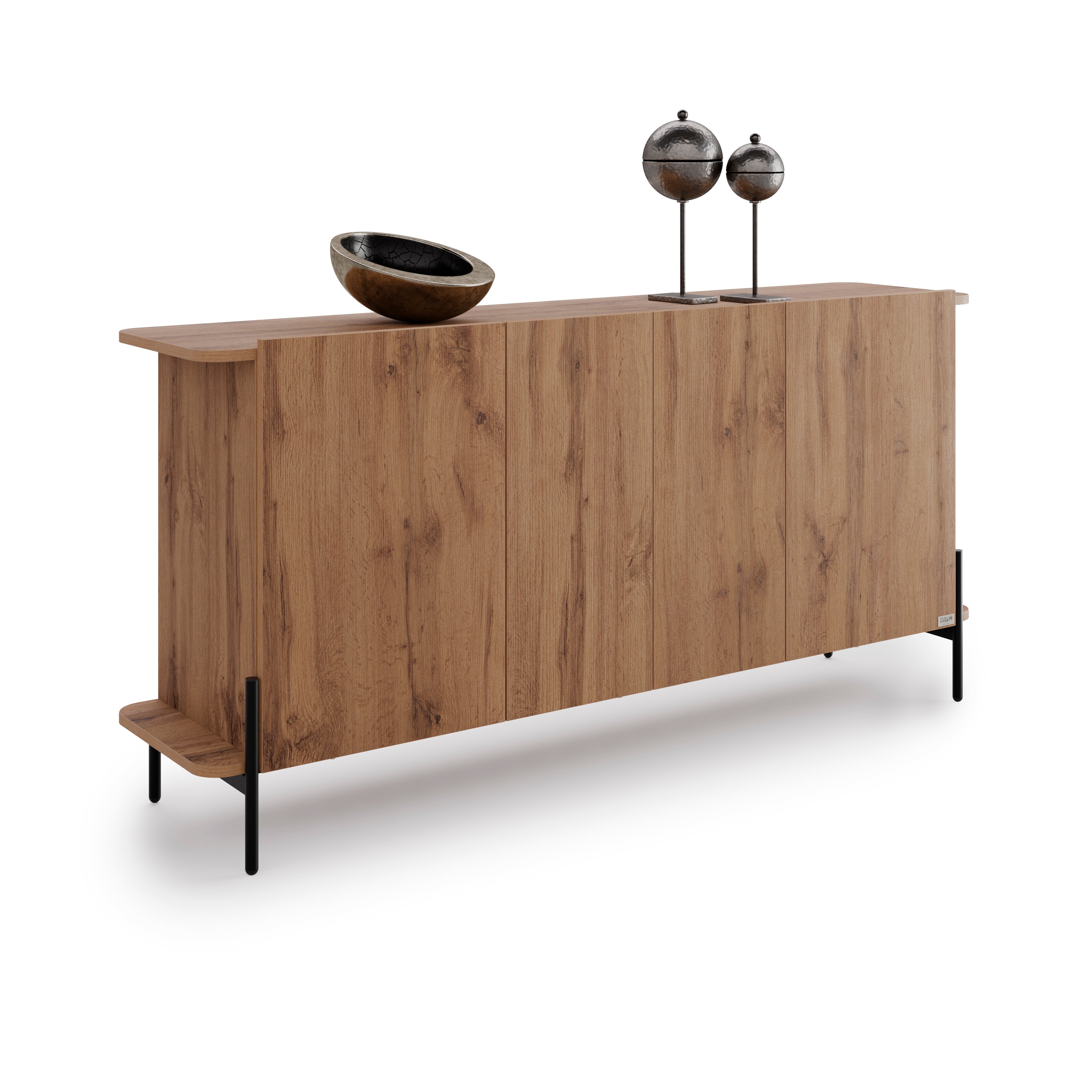 Olivia Sideboard mit 4 Türen (167x40,3x81,7 cm), Rustikale Eiche - Detail image 2