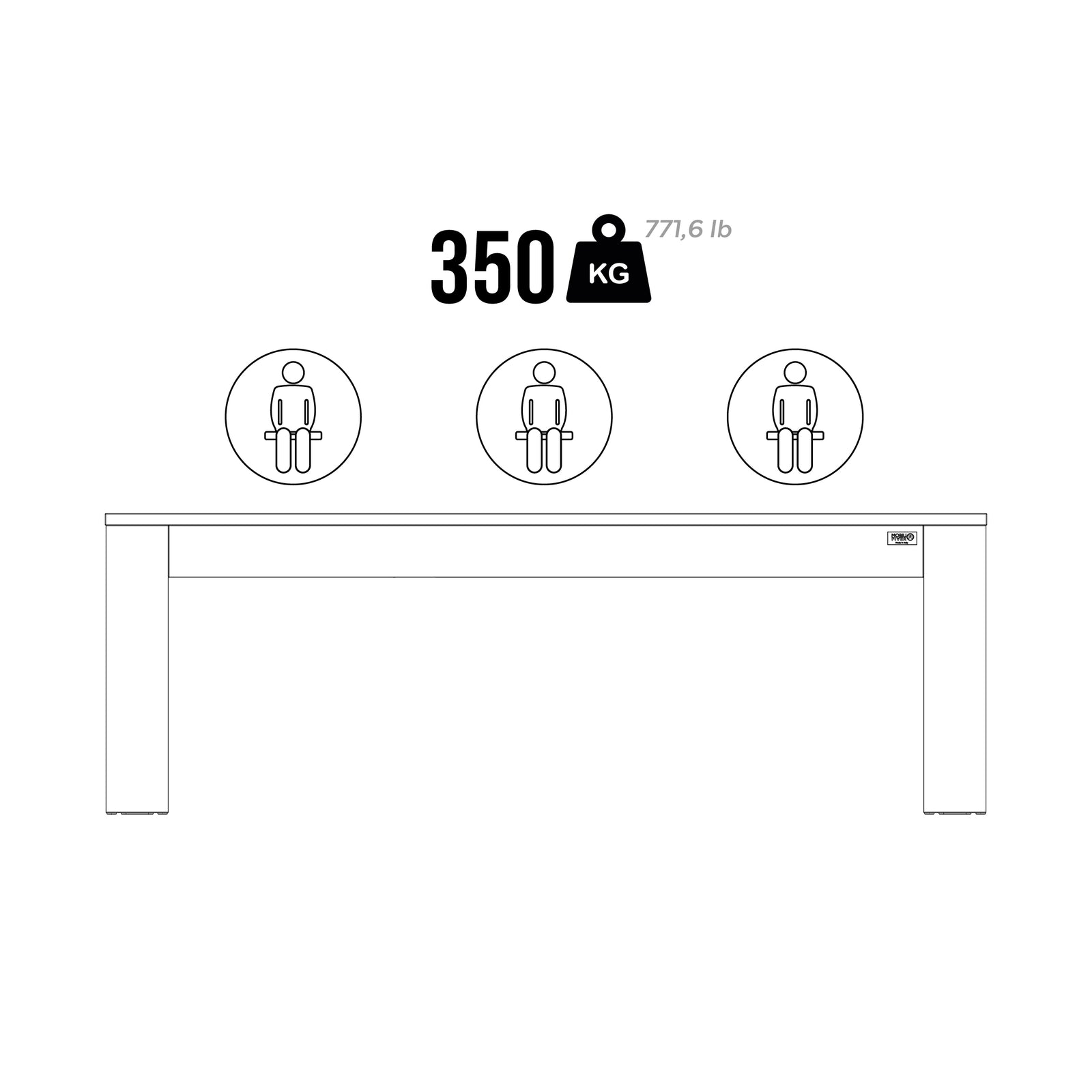 Halbank Rachele 135x45 cm, Wit Essen - Immagine tecnica 2