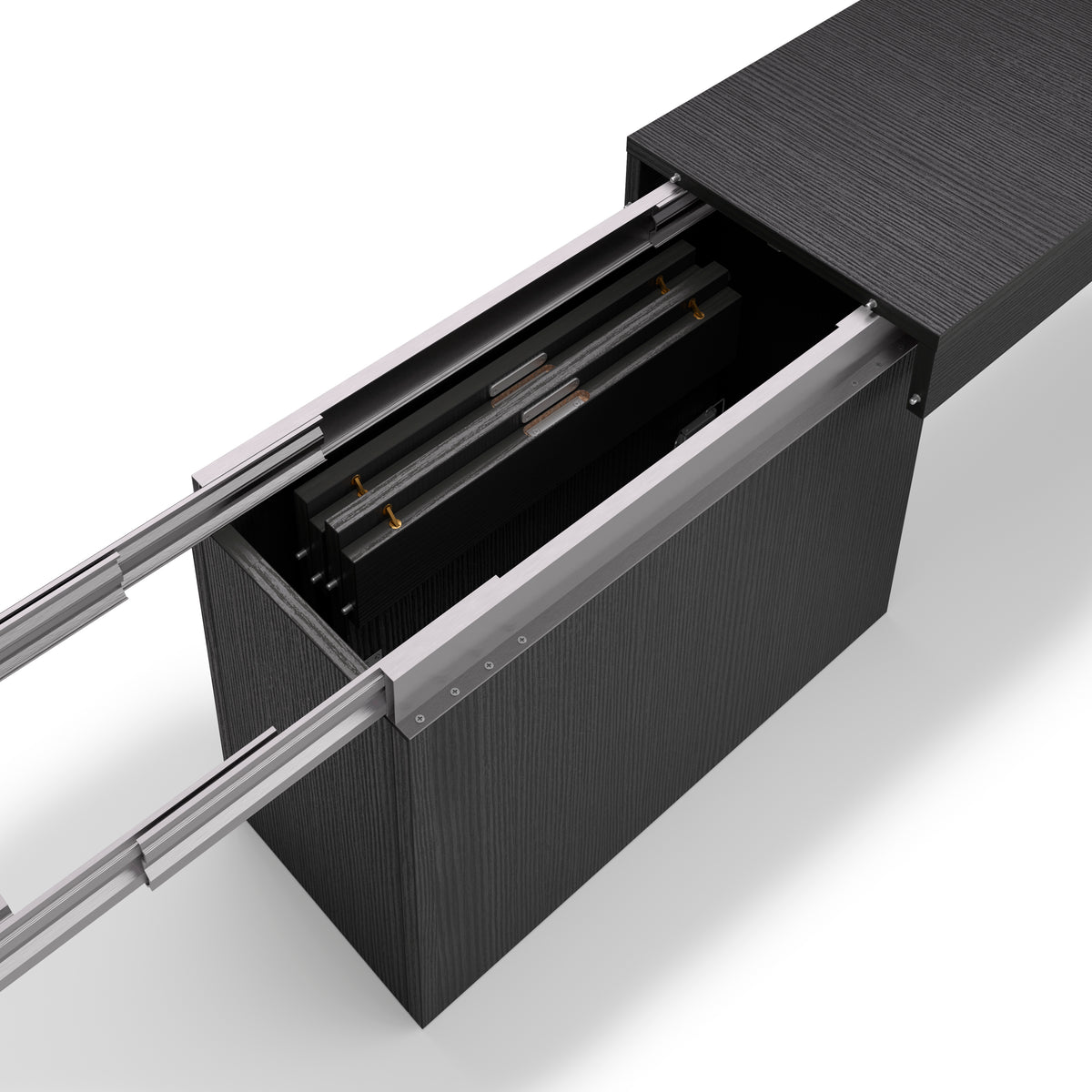 Rachele Extendable Console Table 46(306)x90 cm, 2 Extendable Benches 67,5(292)x35 cm, Ashwood Black - Detail image 4