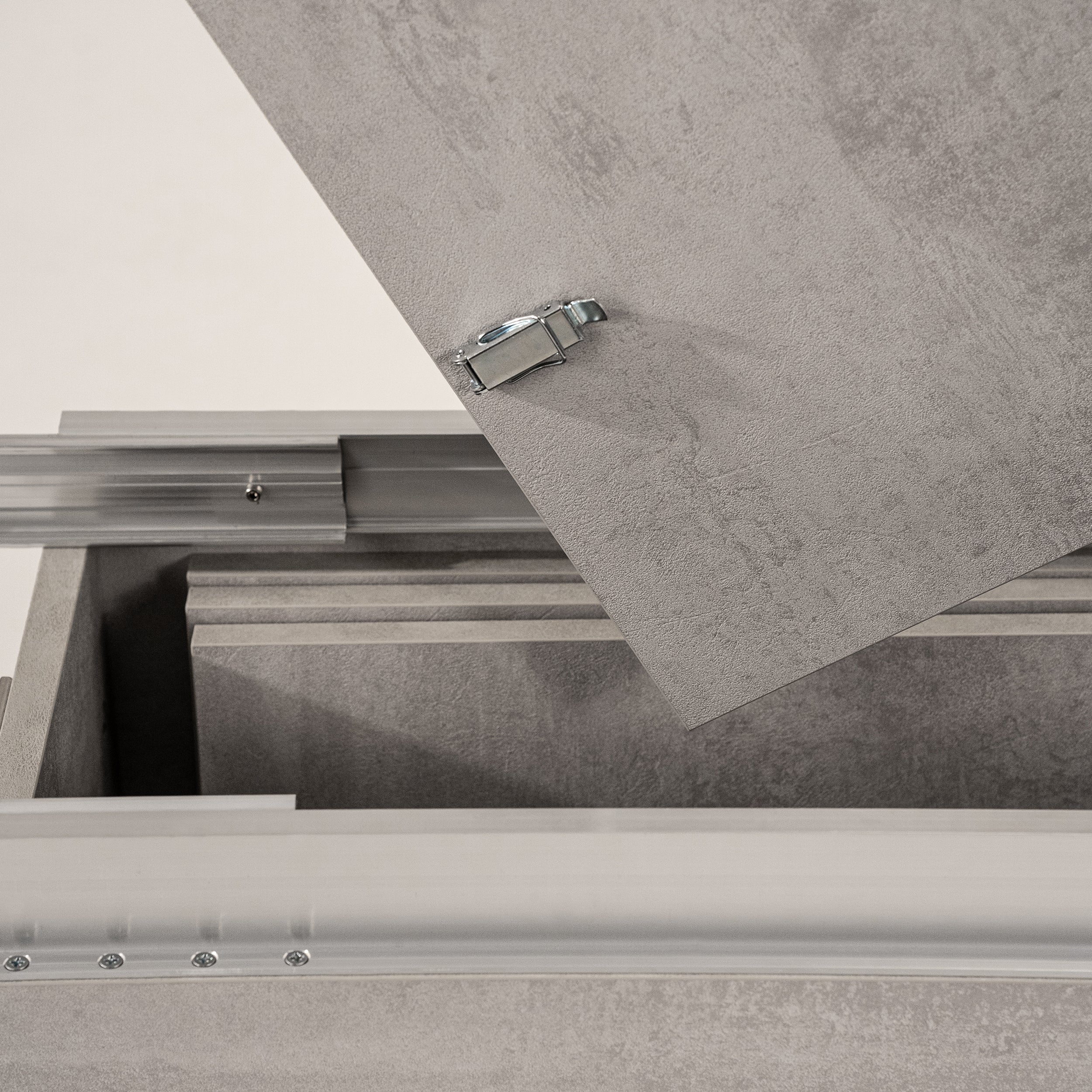 Ausziehbare Bank X 67,5(292)x35,6 cm, Grauer Beton - Detail image 4