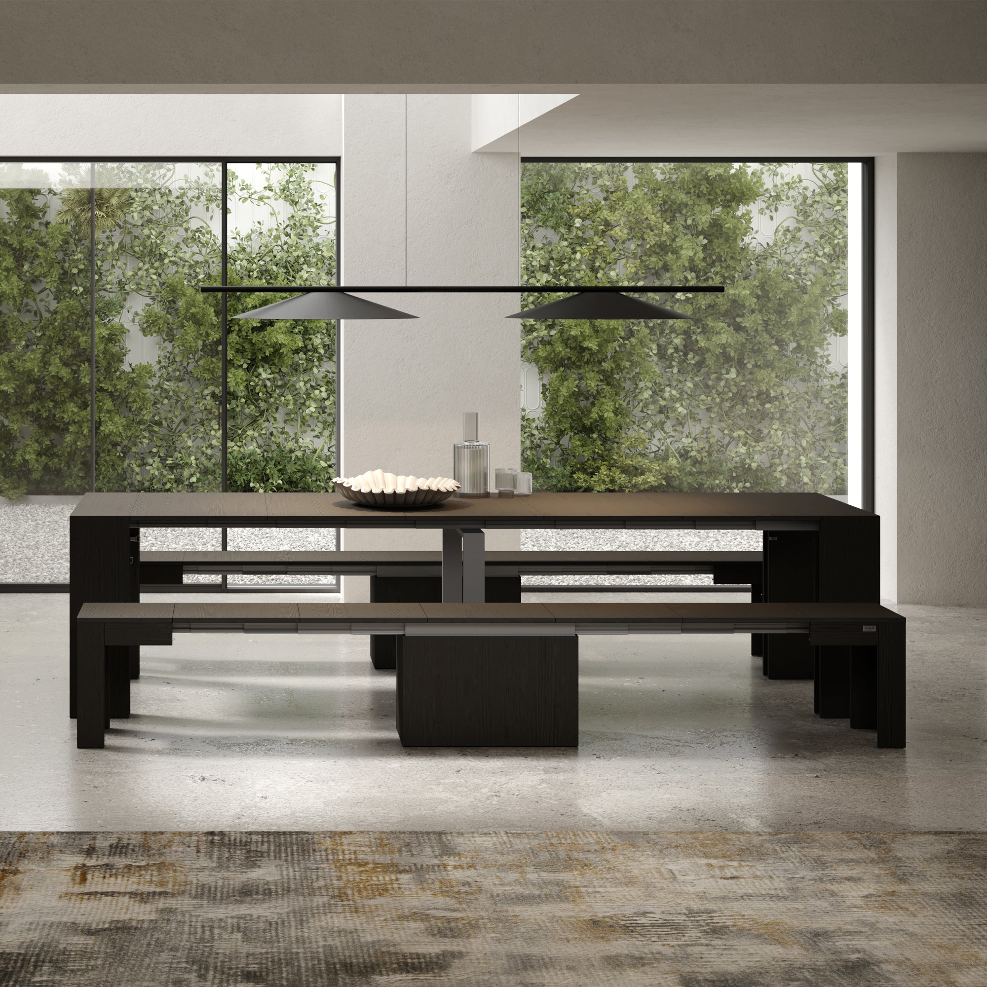 Uitschuifbare Consoletafel Evolution, 45(305)x80 cm, Zwart Essen - Set image 3