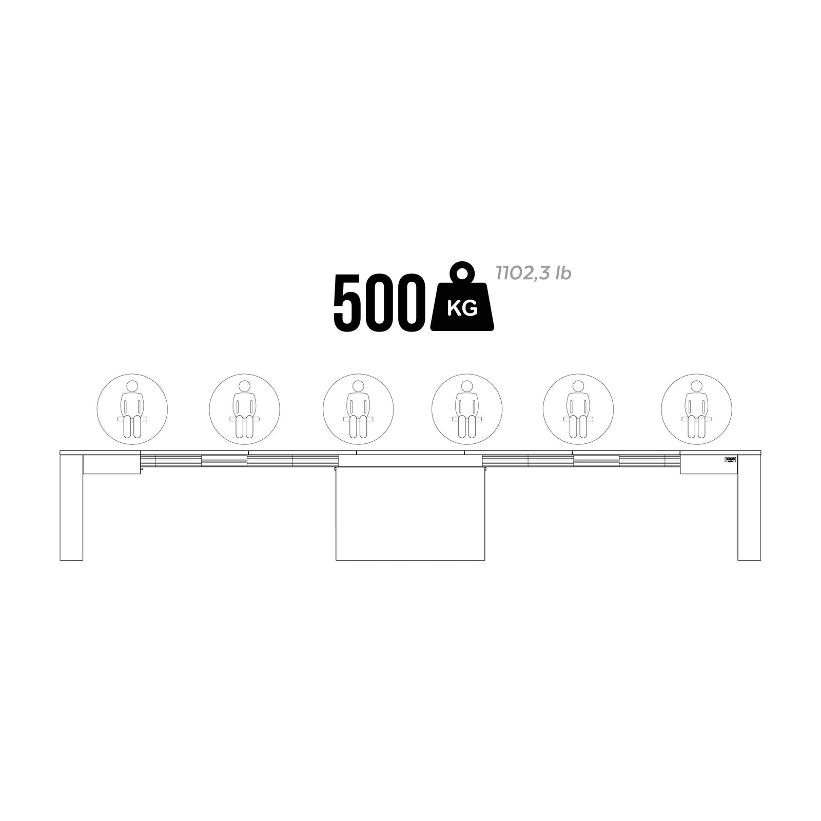 X Extendable Bench 67,5(292)x35,6 cm, Ashwood Black - Immagine tecnica 2