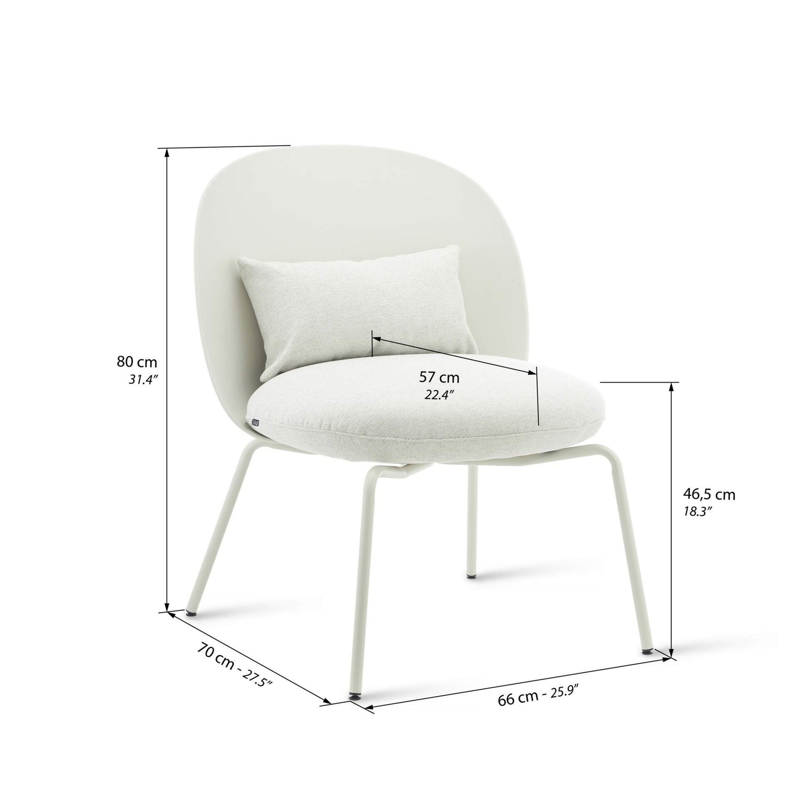 Sillones Marzia, set de 2, Blanco - Immagine tecnica 1