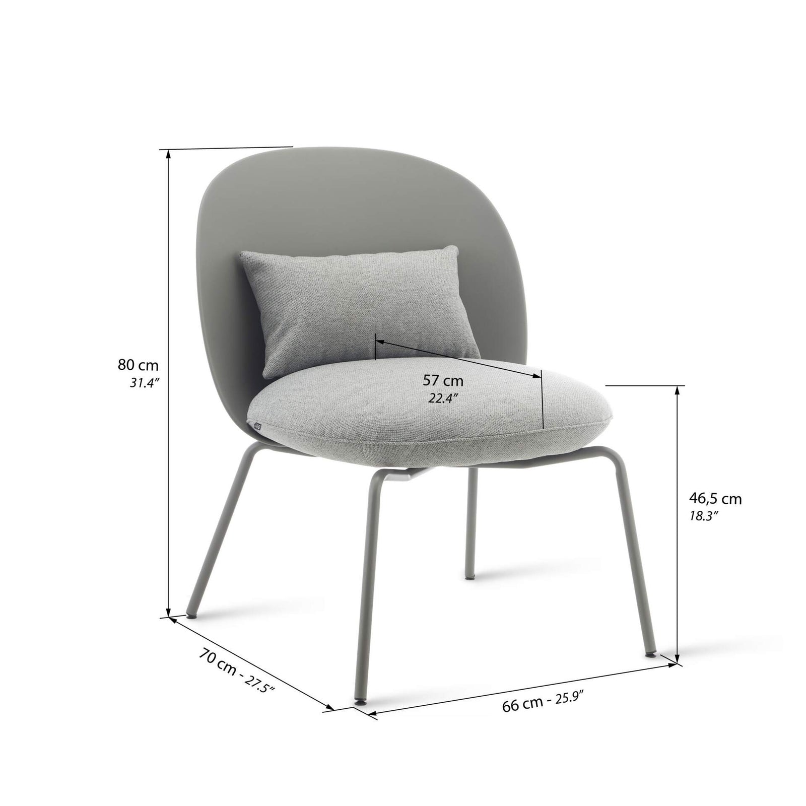 Poltronas Marzia, conjunto de 2, Cinzento escuro - Immagine tecnica 1