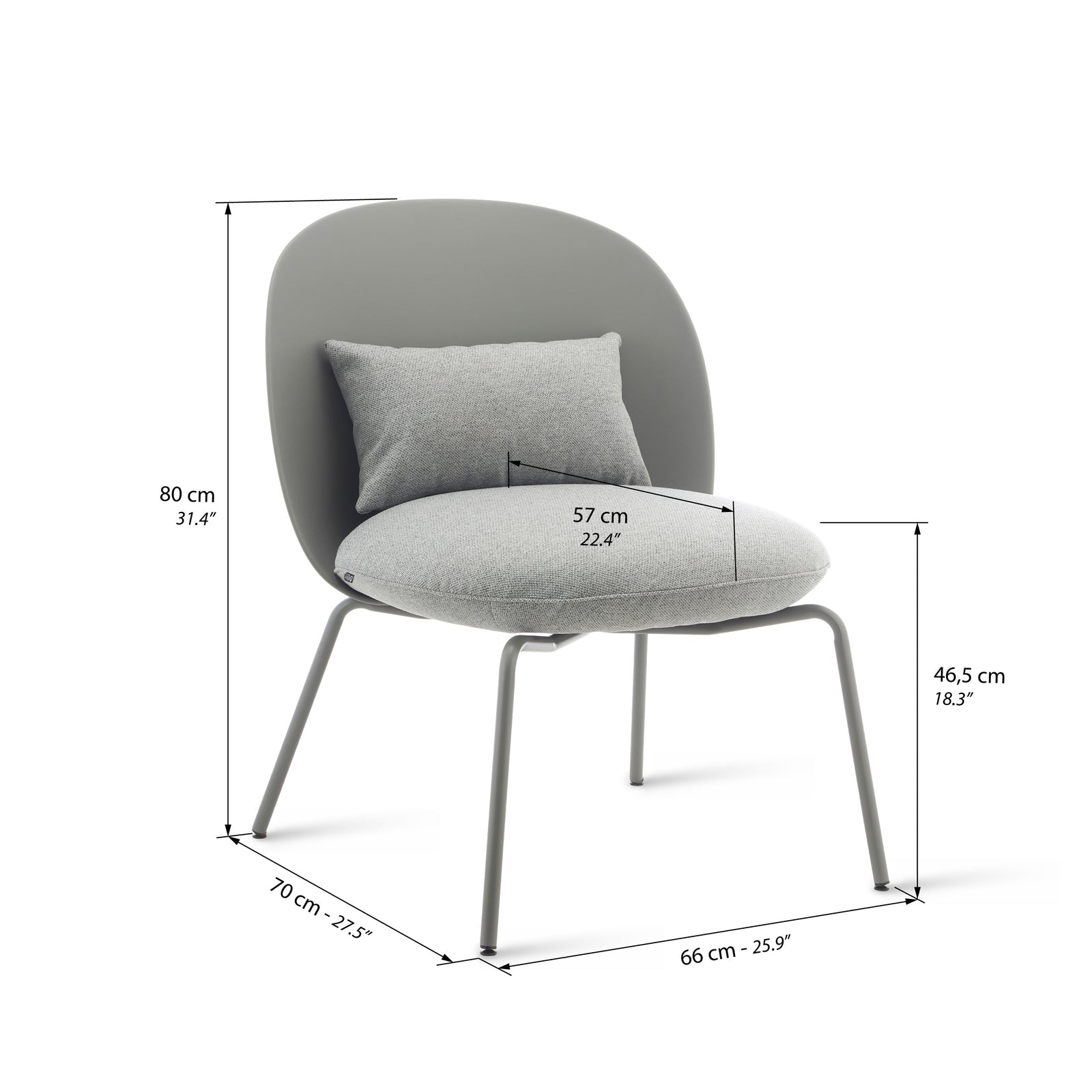 Sessel Marzia, 2er-Set, Dunkelgrau - Immagine tecnica 1