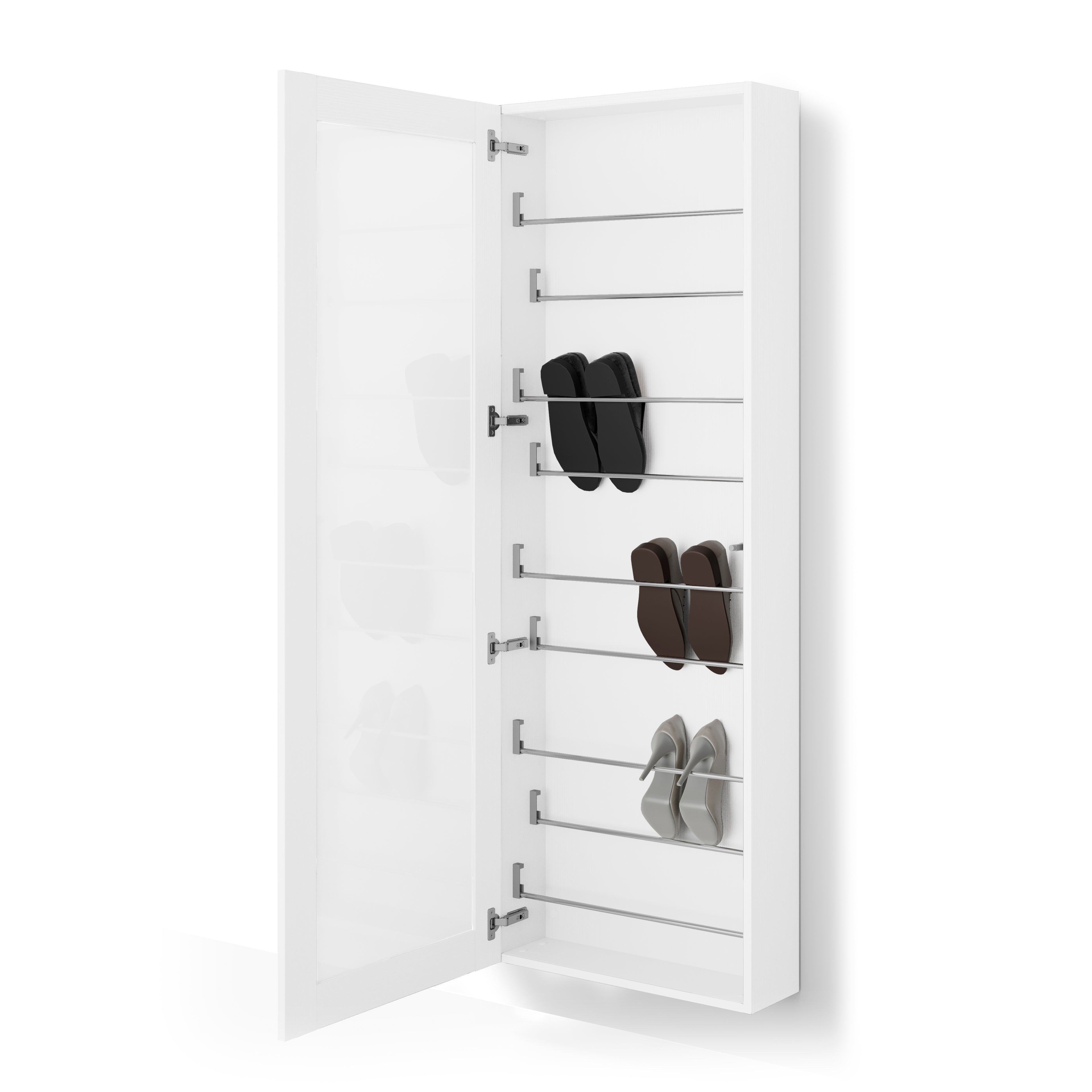 Hängeschuhschrank mit Spiegel Rachele 170x60 cm, Esche Weiß - Detail image 1