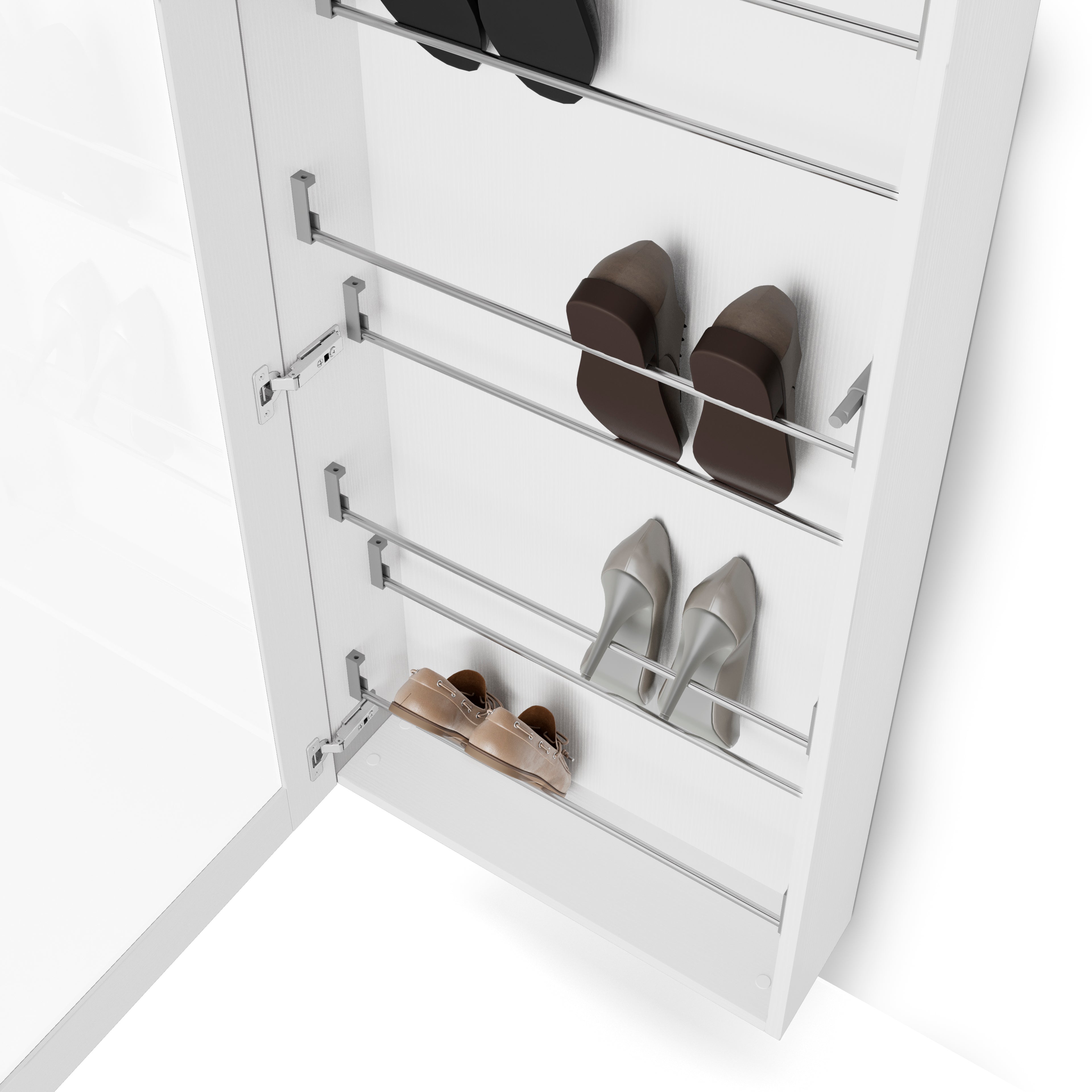Hängeschuhschrank mit Spiegel Rachele 170x60 cm, Esche Weiß - Detail image 3