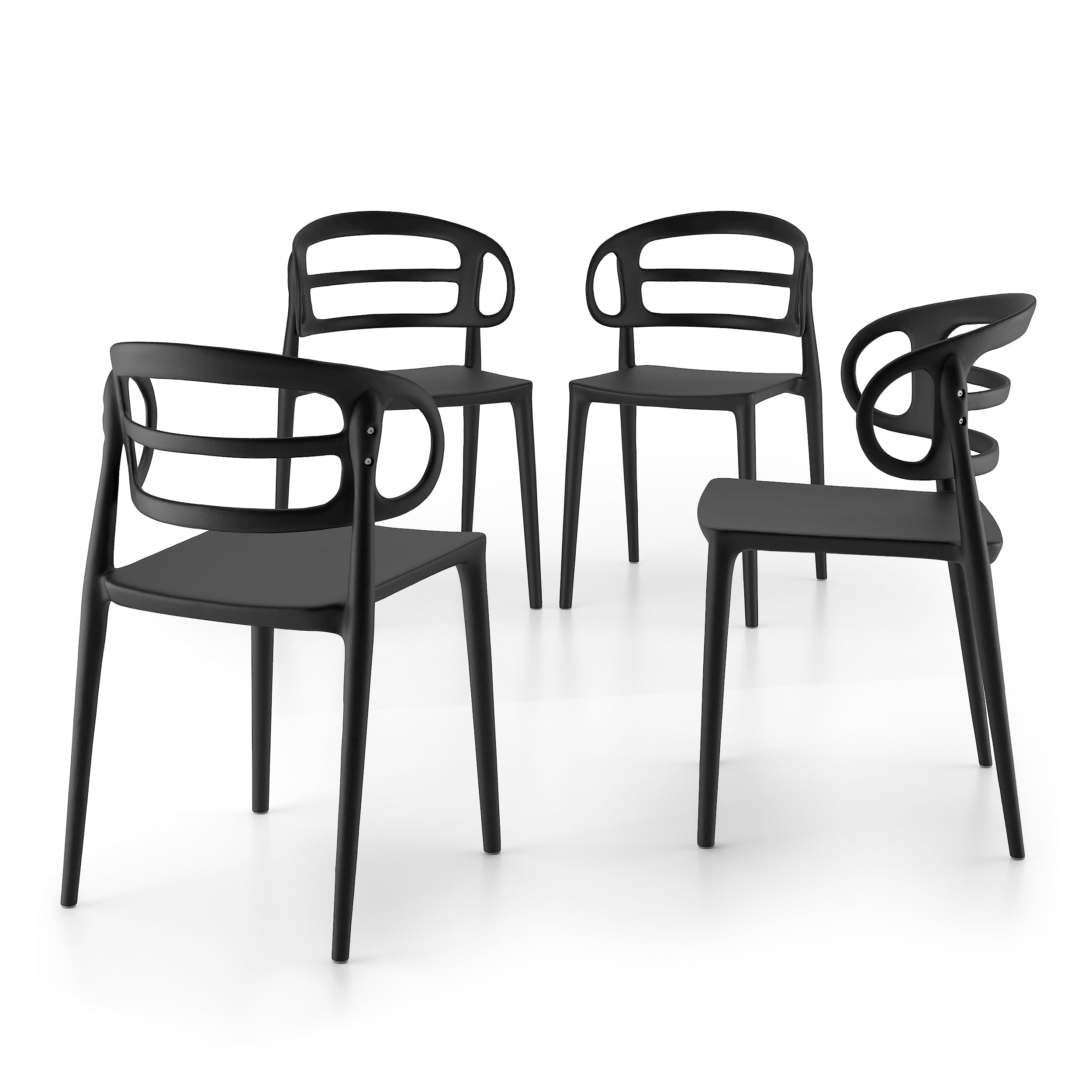 Sedie Carlotta, Set da 4, Nero