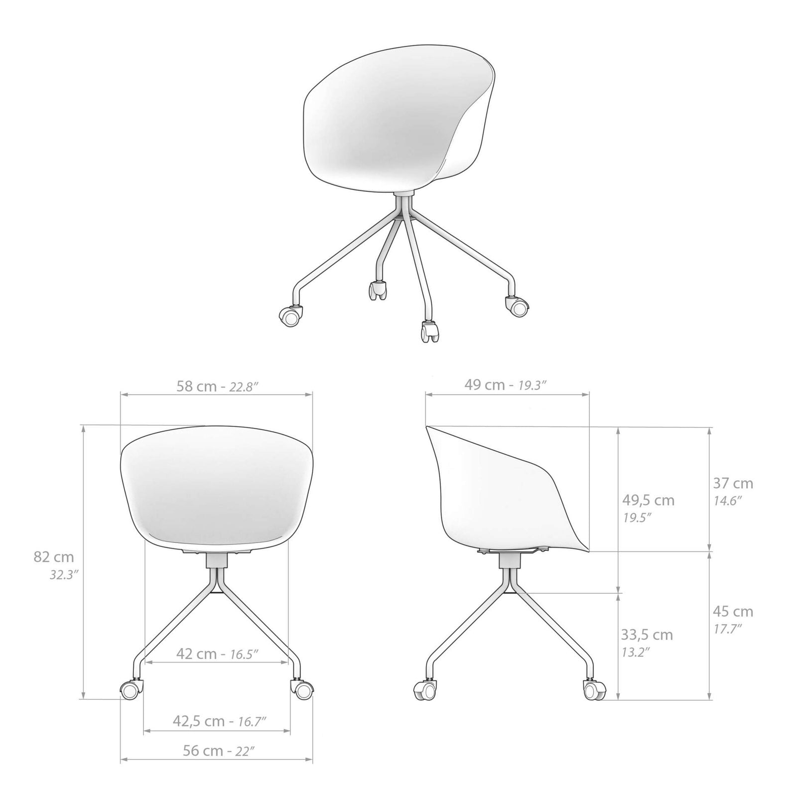 Clara office swivel chair, Black - Immagine tecnica 1