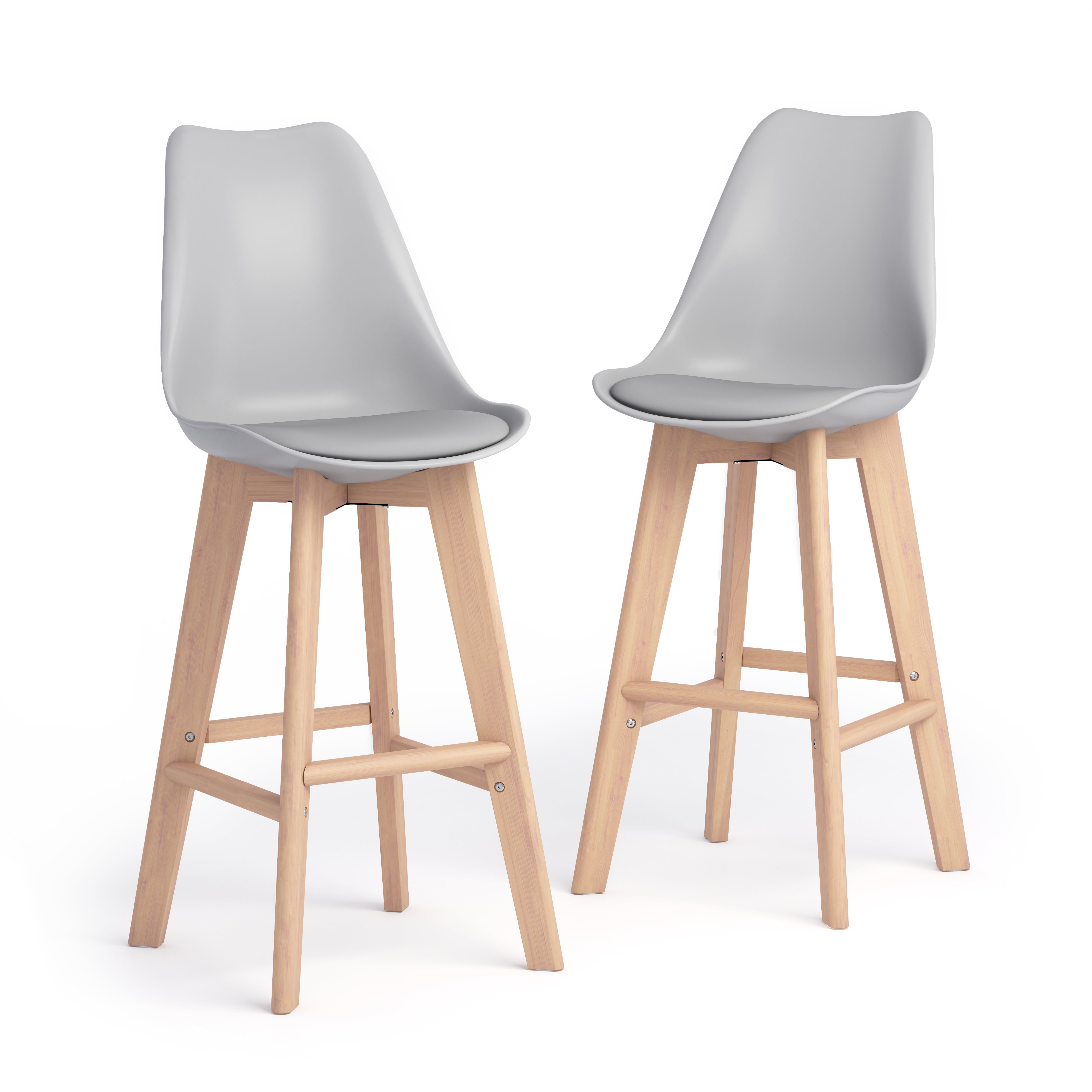Barhocker Greta im nordischen Stil, 2er-Set, Grau