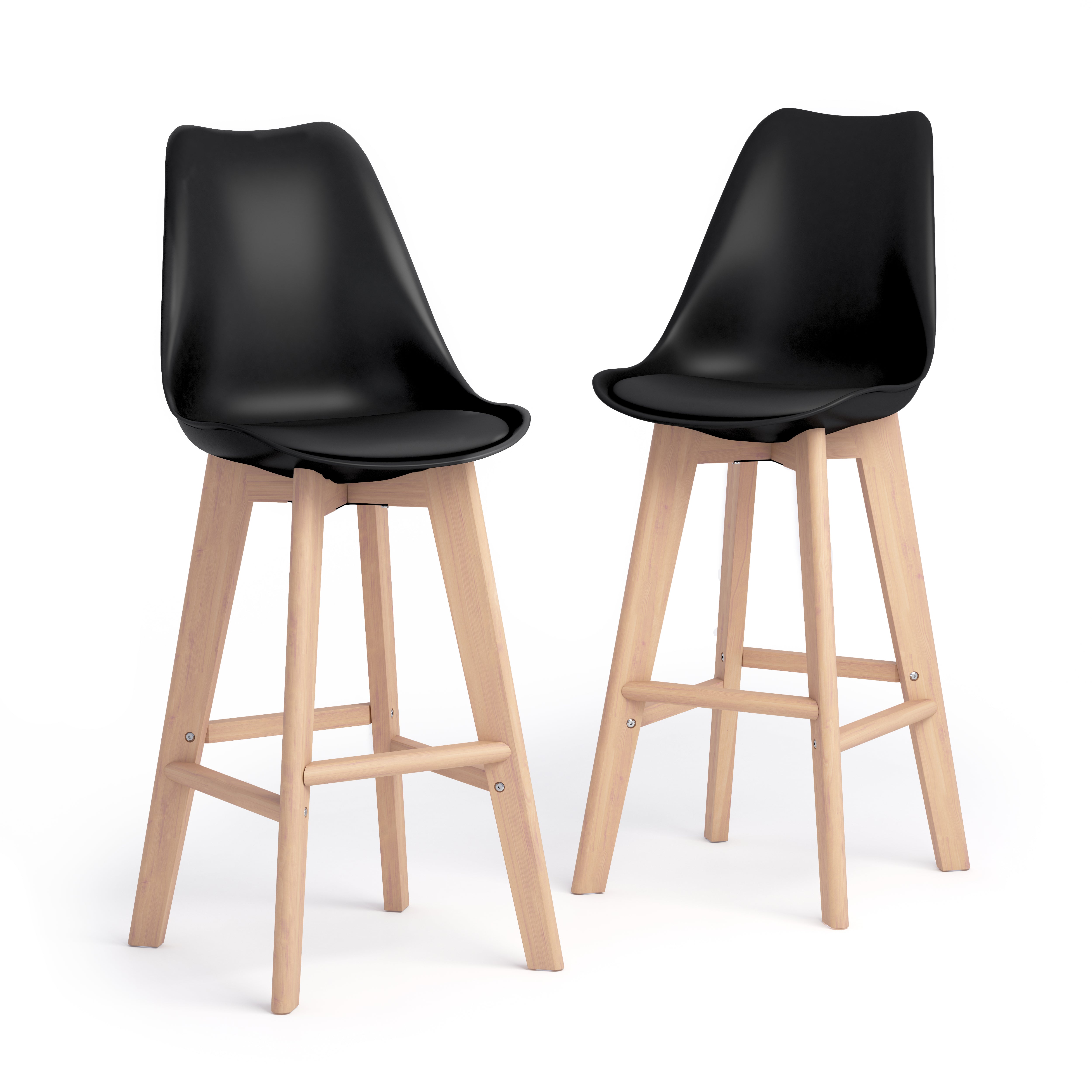 Sgabelli in stile nordico Greta, Set da 2, Nero
