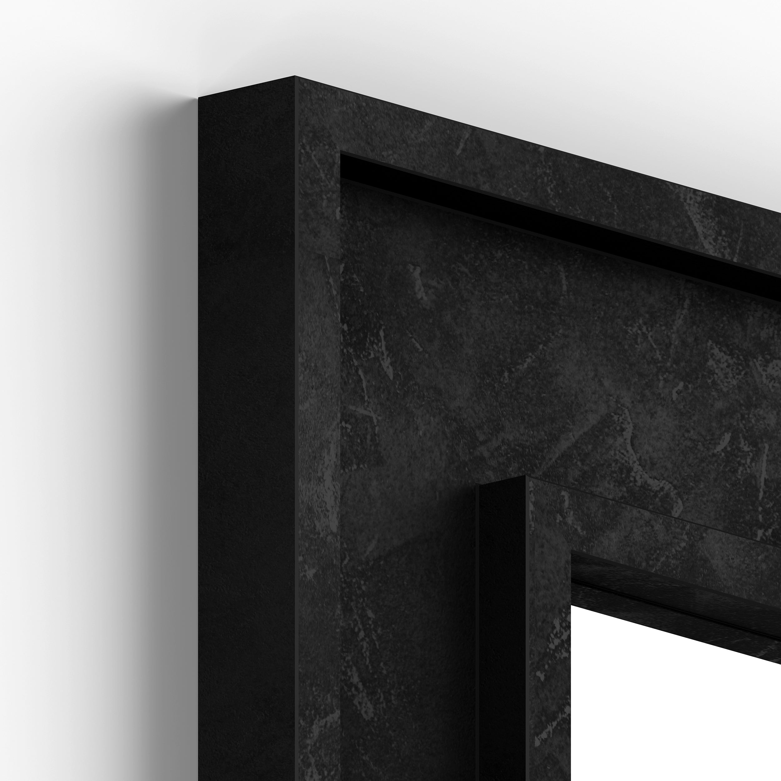 Angelica Wall Mirror, 44.1x 26.4 in, Concrete Effect, Black