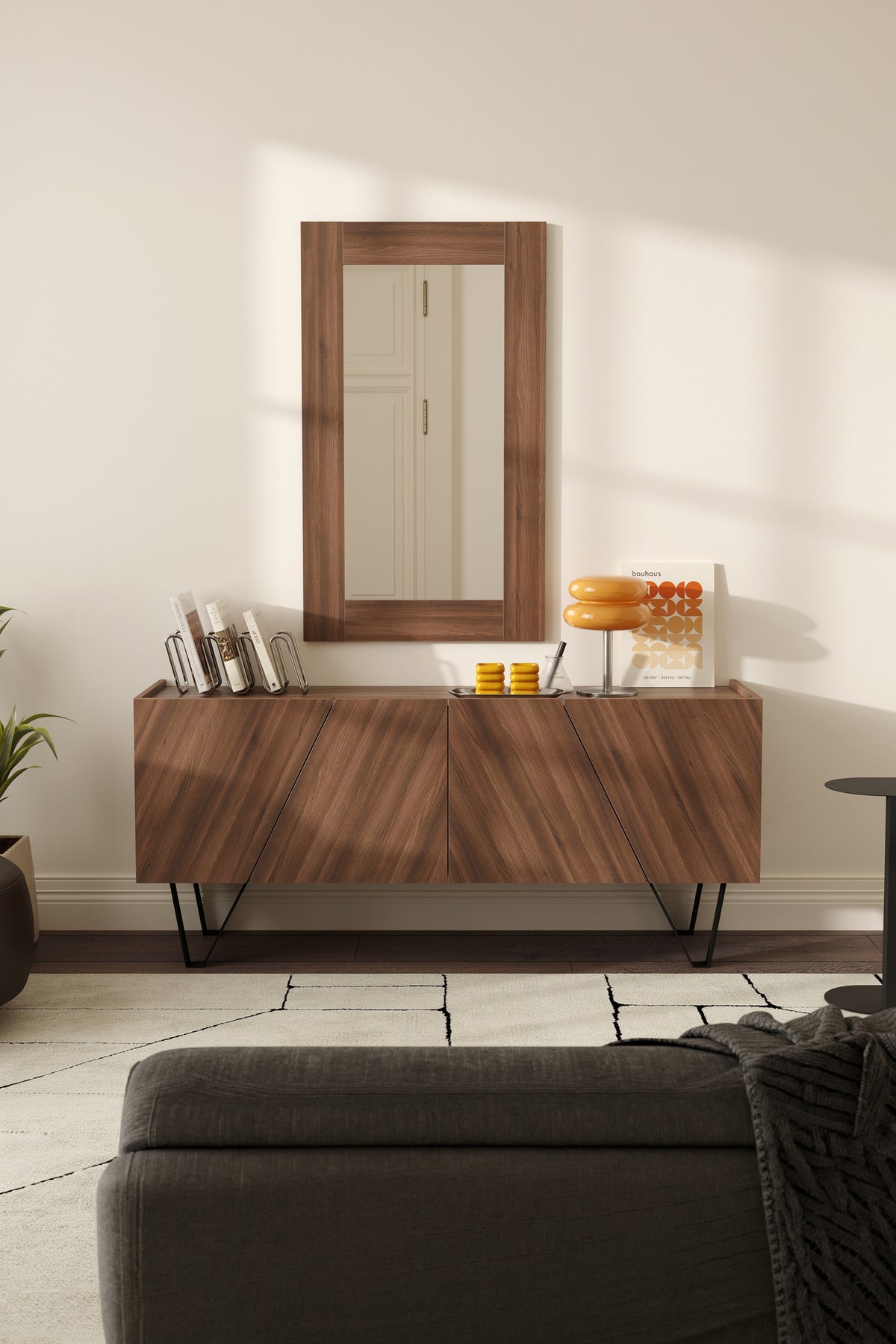 Evolution Rectangular Mirror, 120 x 70 cm, Canaletto Walnut - Set image 1