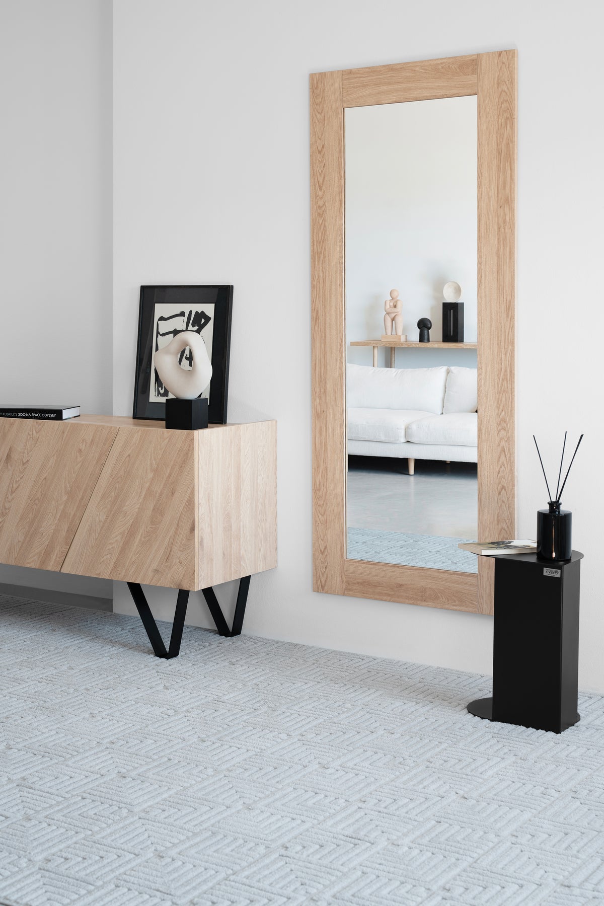 Evolution Rectangular Mirror, 170 x 70 cm, Natural Oak - Detail image 1