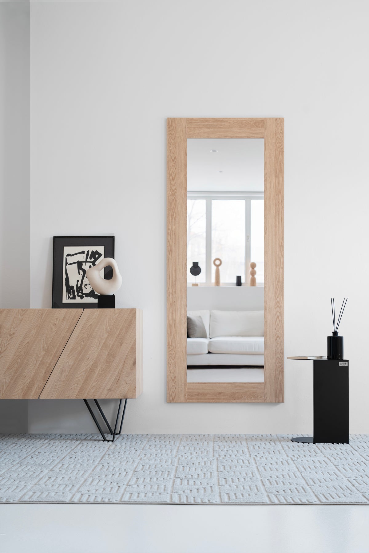 Evolution Rectangular Mirror, 170 x 70 cm, Natural Oak - Main image